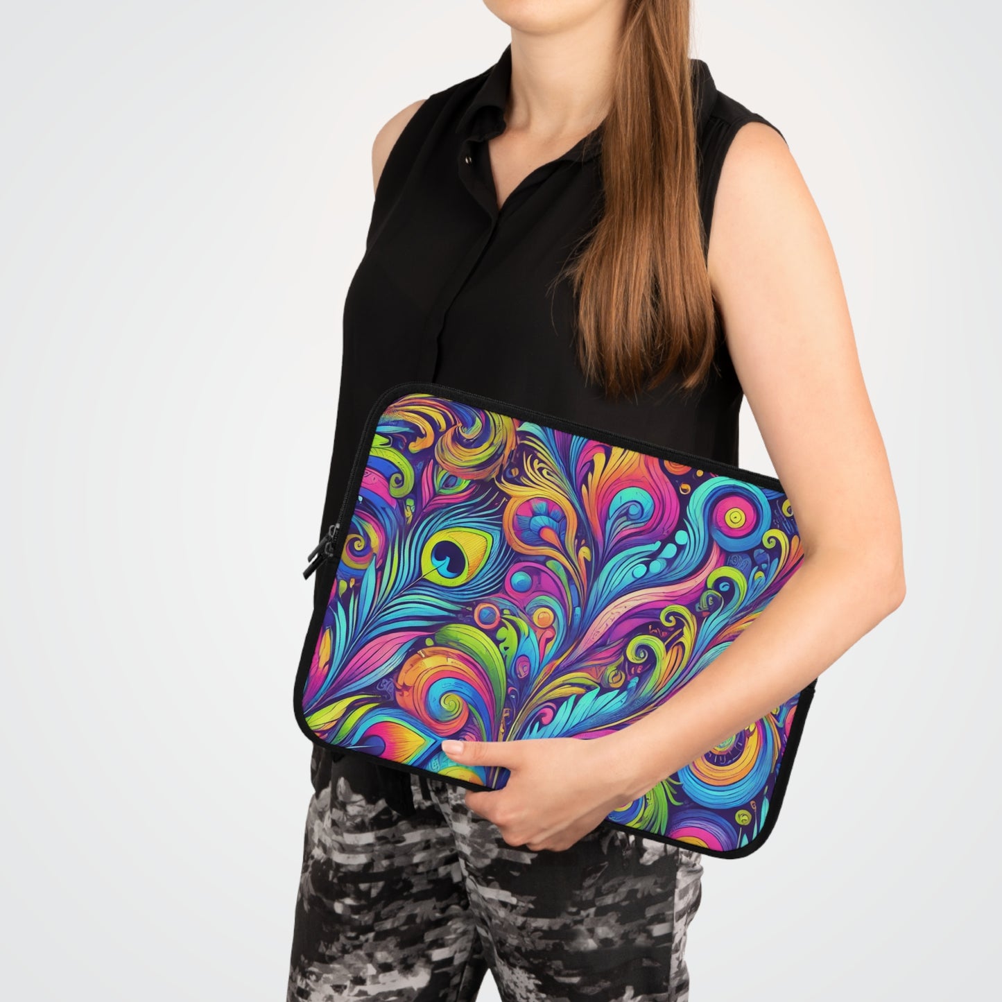 Tropical Laptop Sleeve, 5 Sizes - Perfect for Beach Lovers & Students / Feather Currents