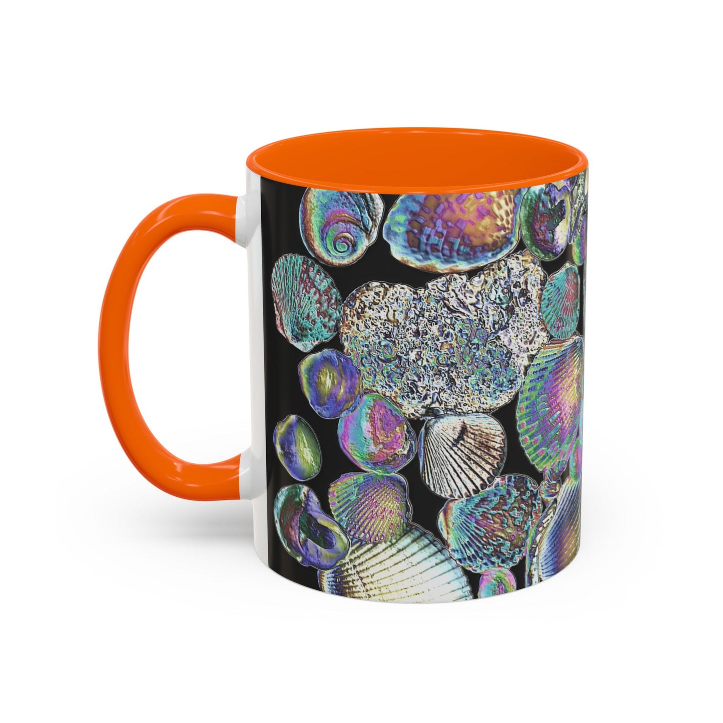 Iridescent Shells Accent Coffee Mug | Unique Sea-Inspired Drinkware / Heatwave Shell Collection