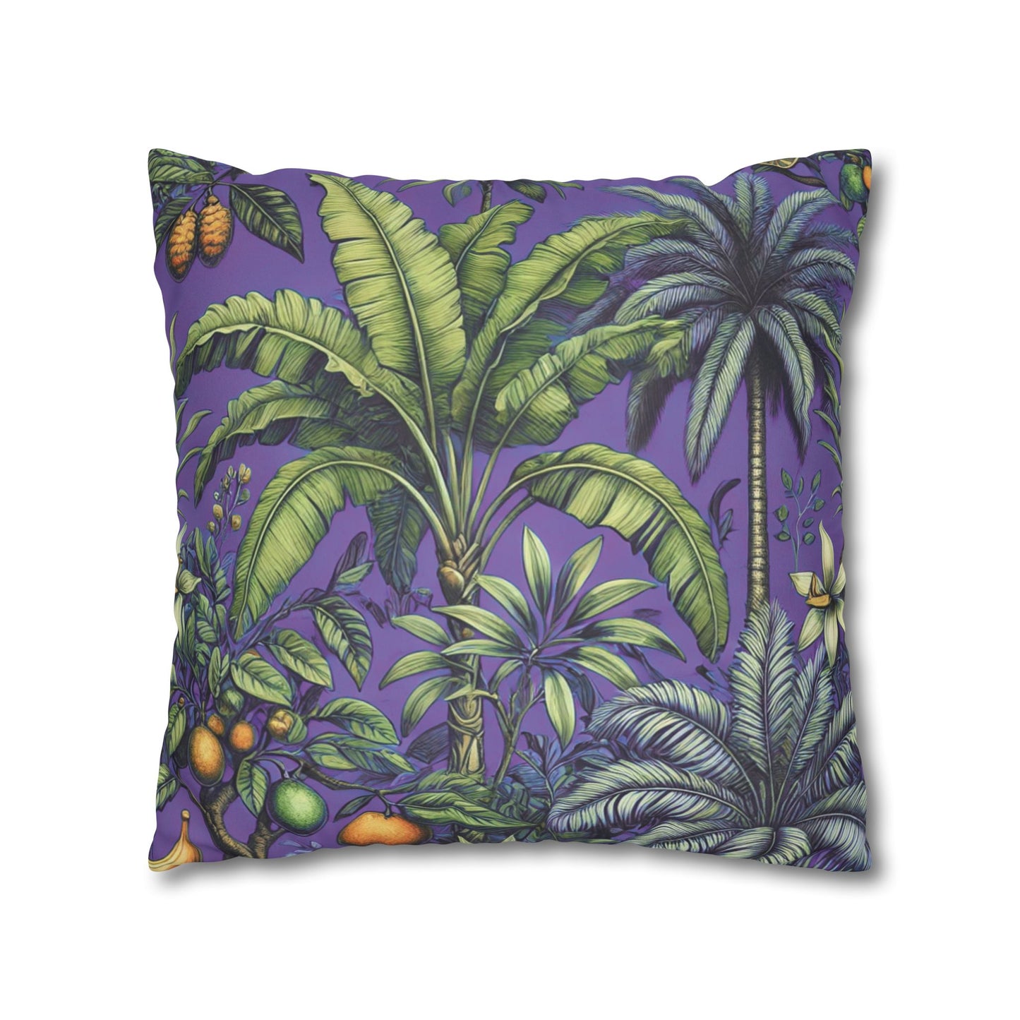 Faux Suede Square Pillowcase - Tropical Fruit, Purple