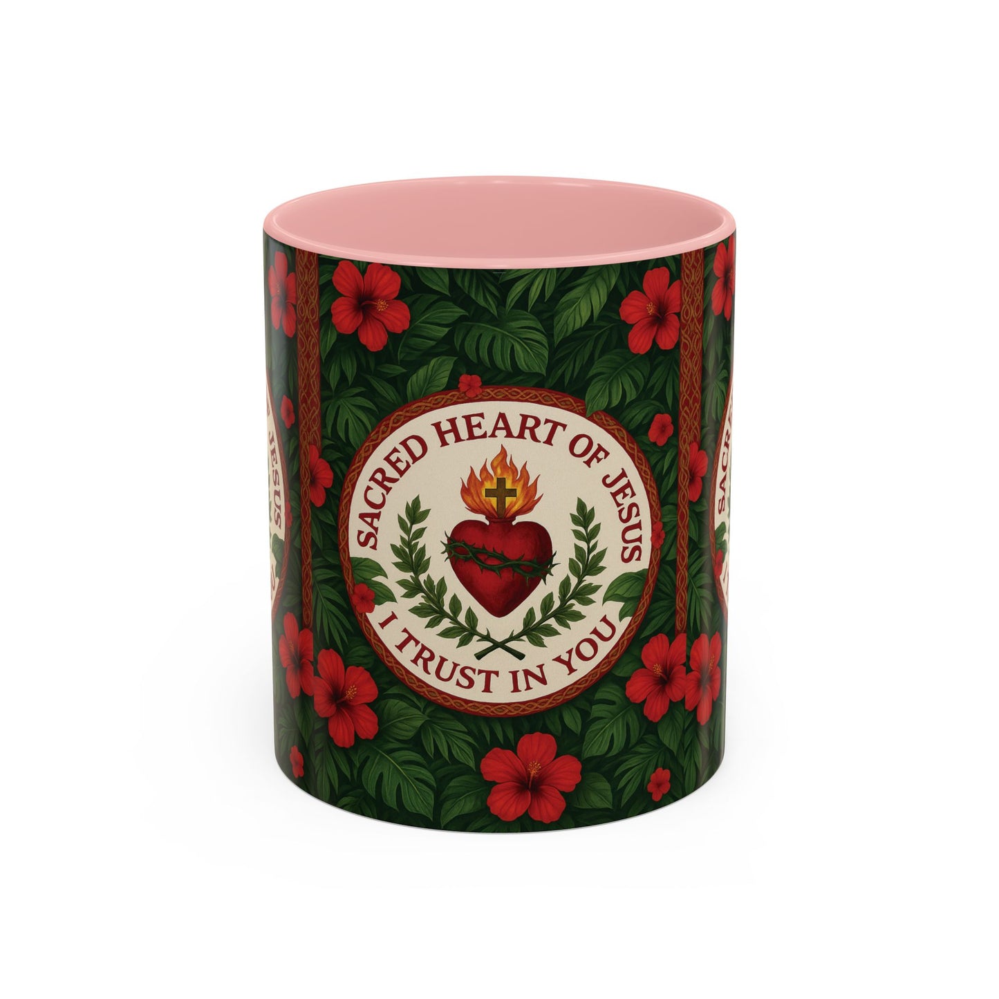 Religious Accent Color Coffee Mug (11, 15oz) / Sacred Heart of Jesus Prayer, Various Colors