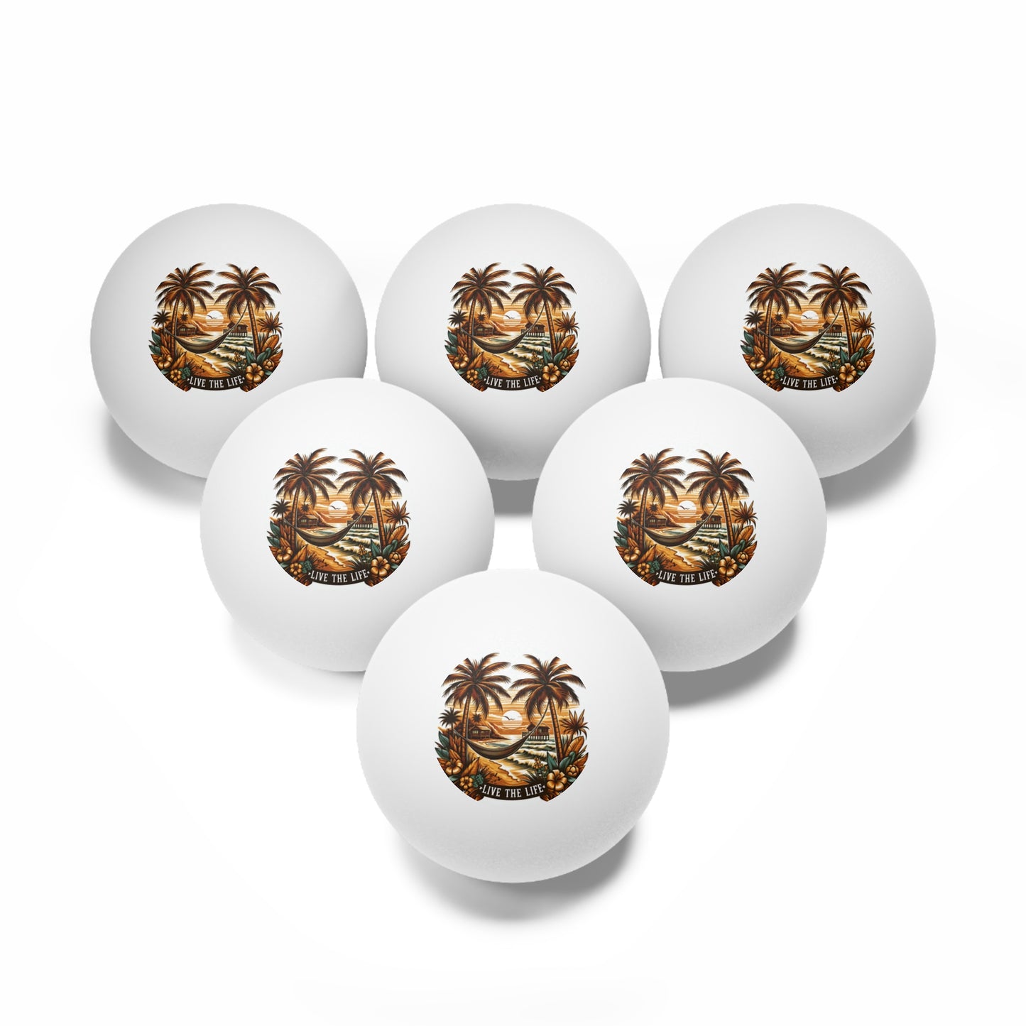 Tropical Paradise Ping Pong Balls - 6 Pack with Live the Life