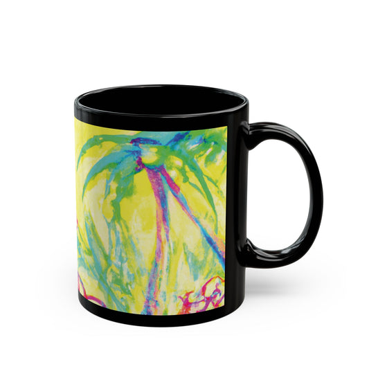 Black Coffee Mug - Tropical Doodles, Yellow