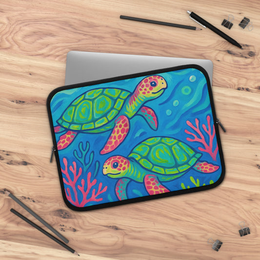 Tropical Laptop Sleeve, 5 Sizes - Perfect for Ocean Lovers & Students / Turtles and Coral