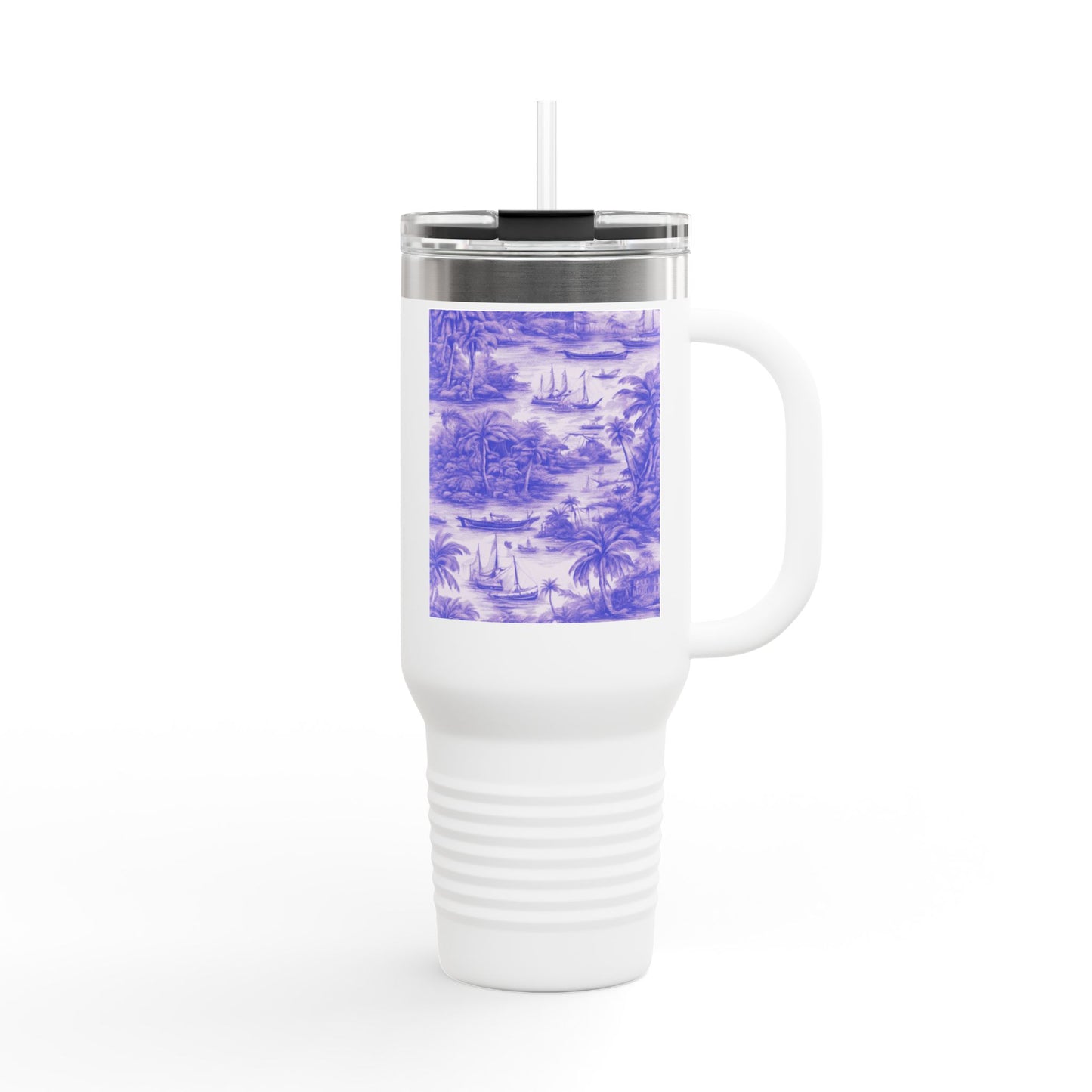 Insulated Travel Mug, 40oz / Tropical Toile, Amethyst - Perfect for Outdoor Adventures