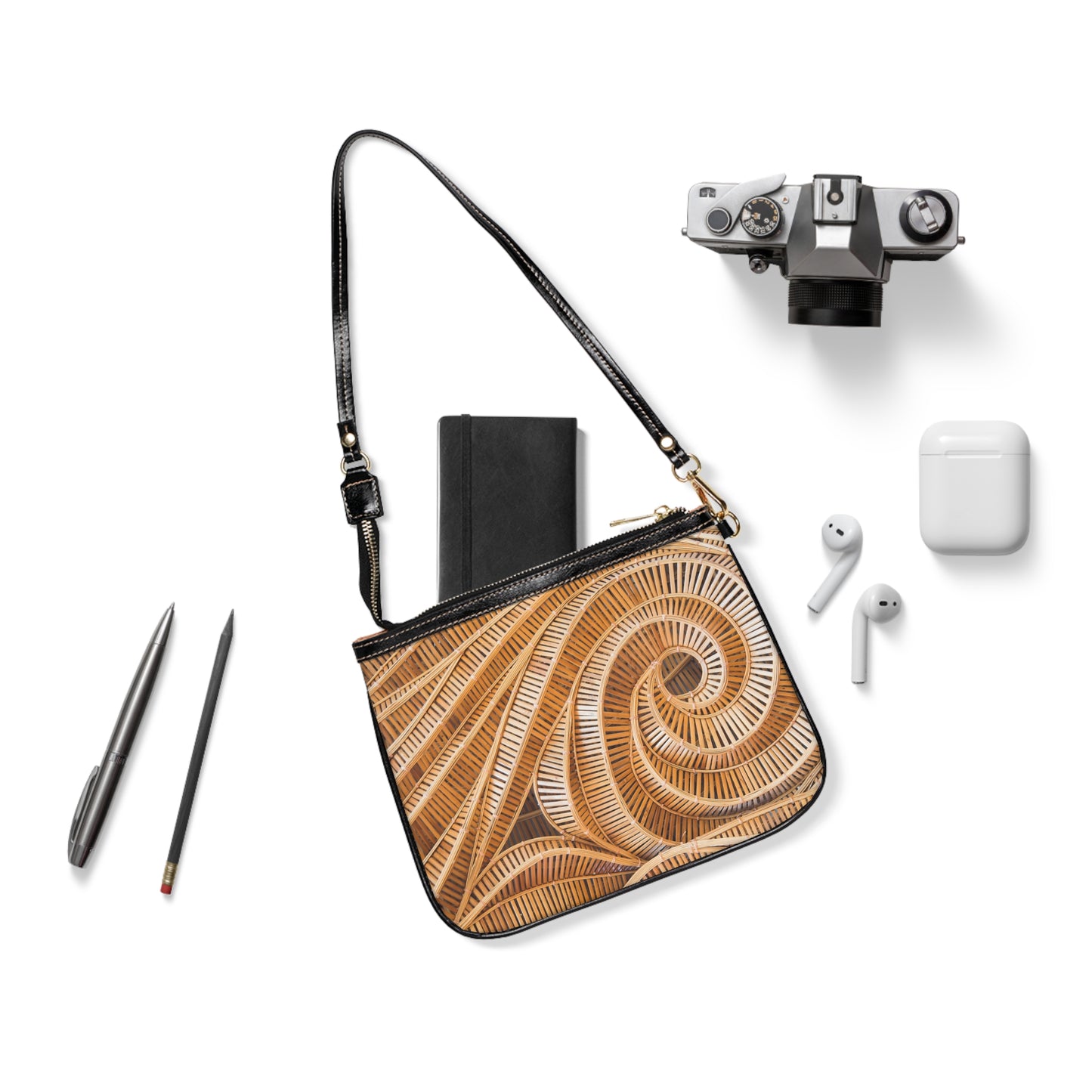 Tropical Small Shoulder Bag | Stylish Crossbody Purse / Natural Bamboo Spiral