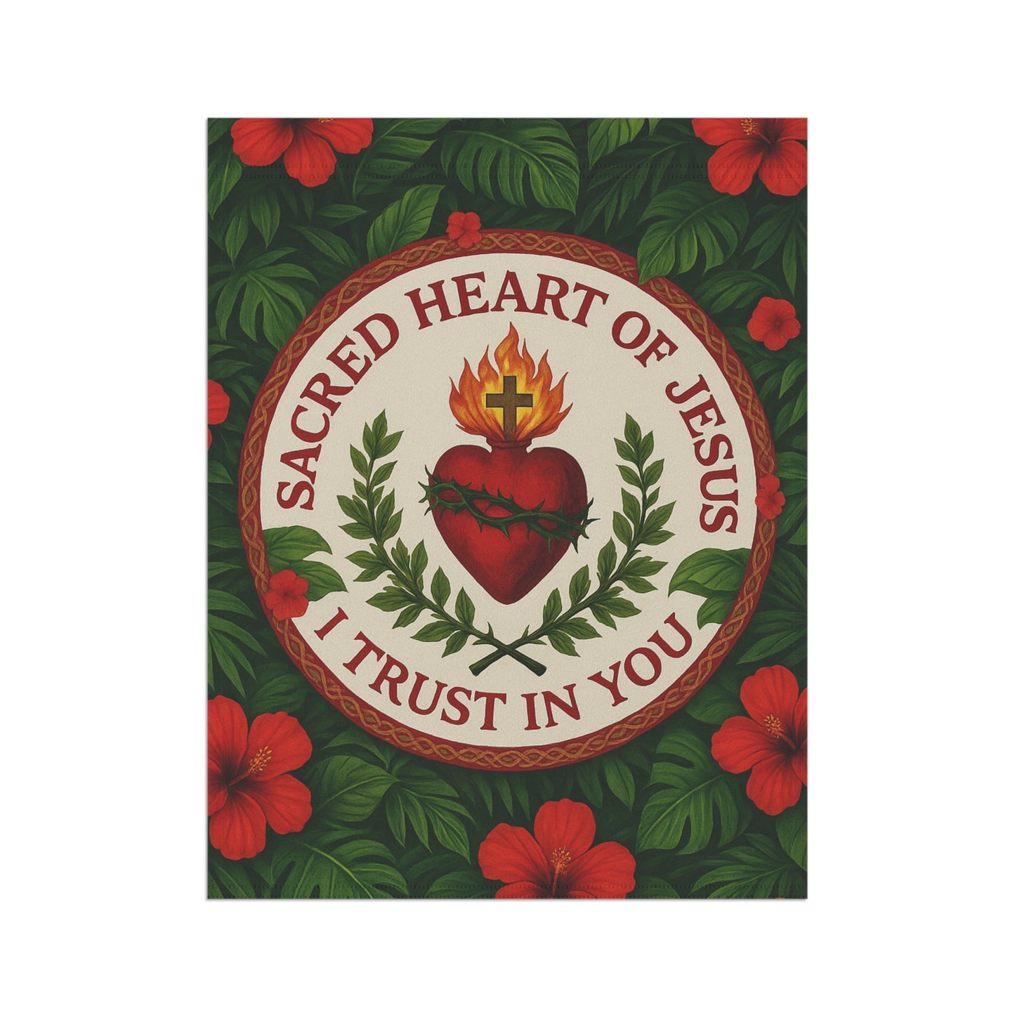 Religious Tropical Garden Flag/Banner  -  Outdoor Decor / Sacred Heart of Jesus
