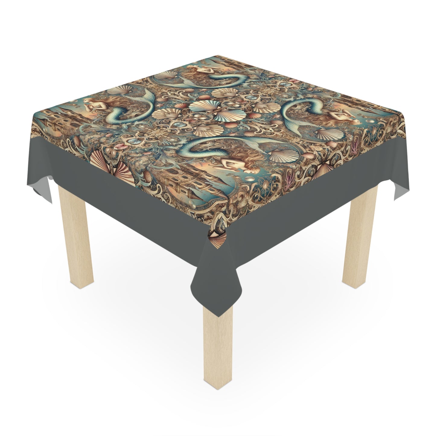 Kaleido Mermaid/Dark Grey Tablecloth, 55" x 55"