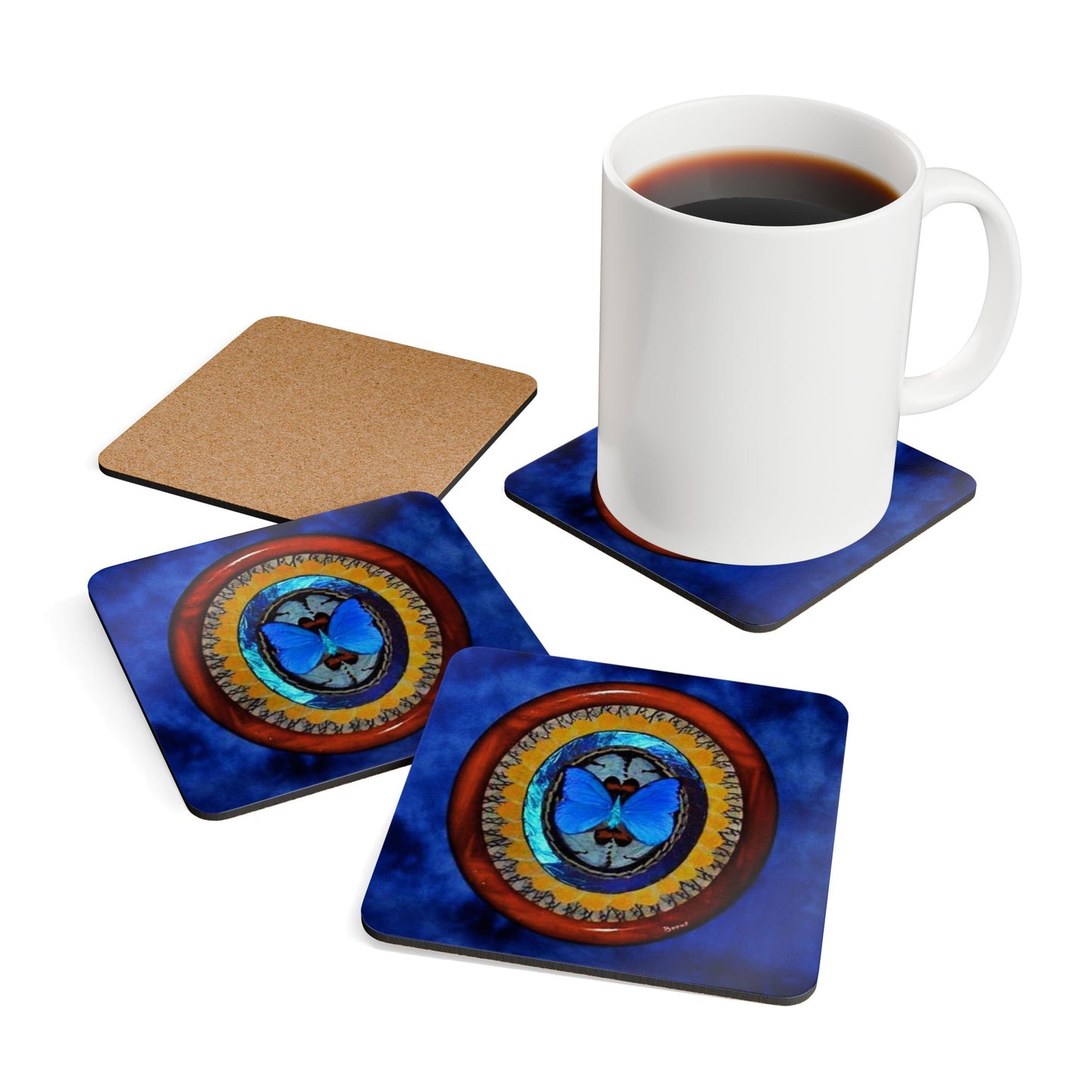 Coaster Set - Oval Real Butterfly Wing Art