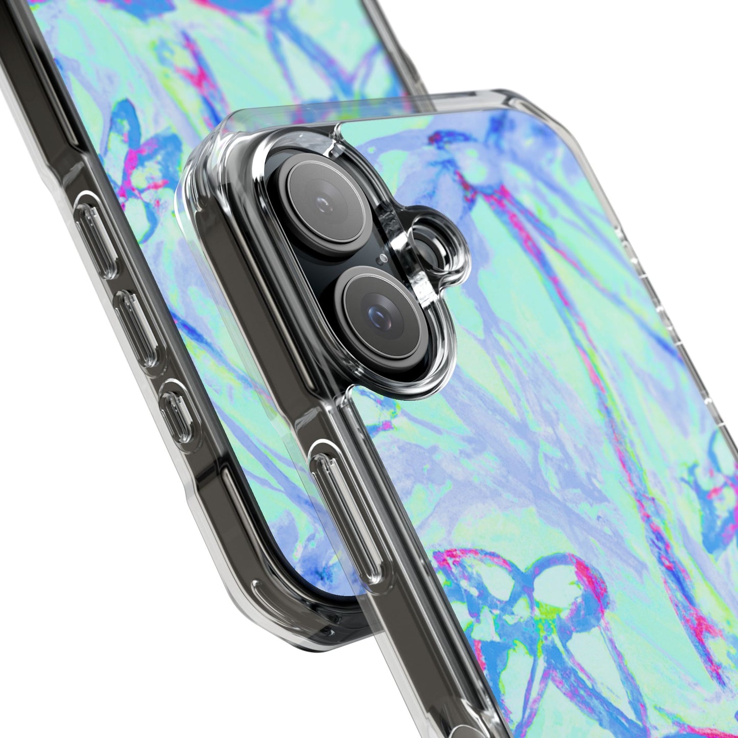Tropical Doodles/Blue Magnetic Clear Phone Case, Many Models
