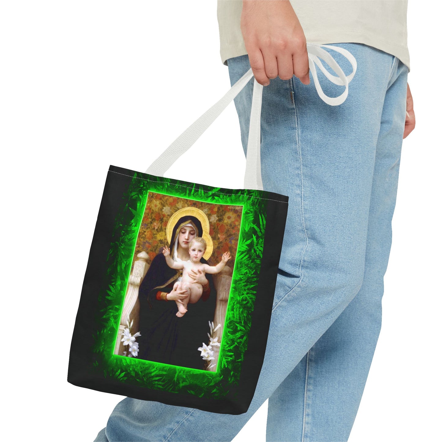 Religious Madonna of the Lilies Tropical Tote Bag - 3 Sizes