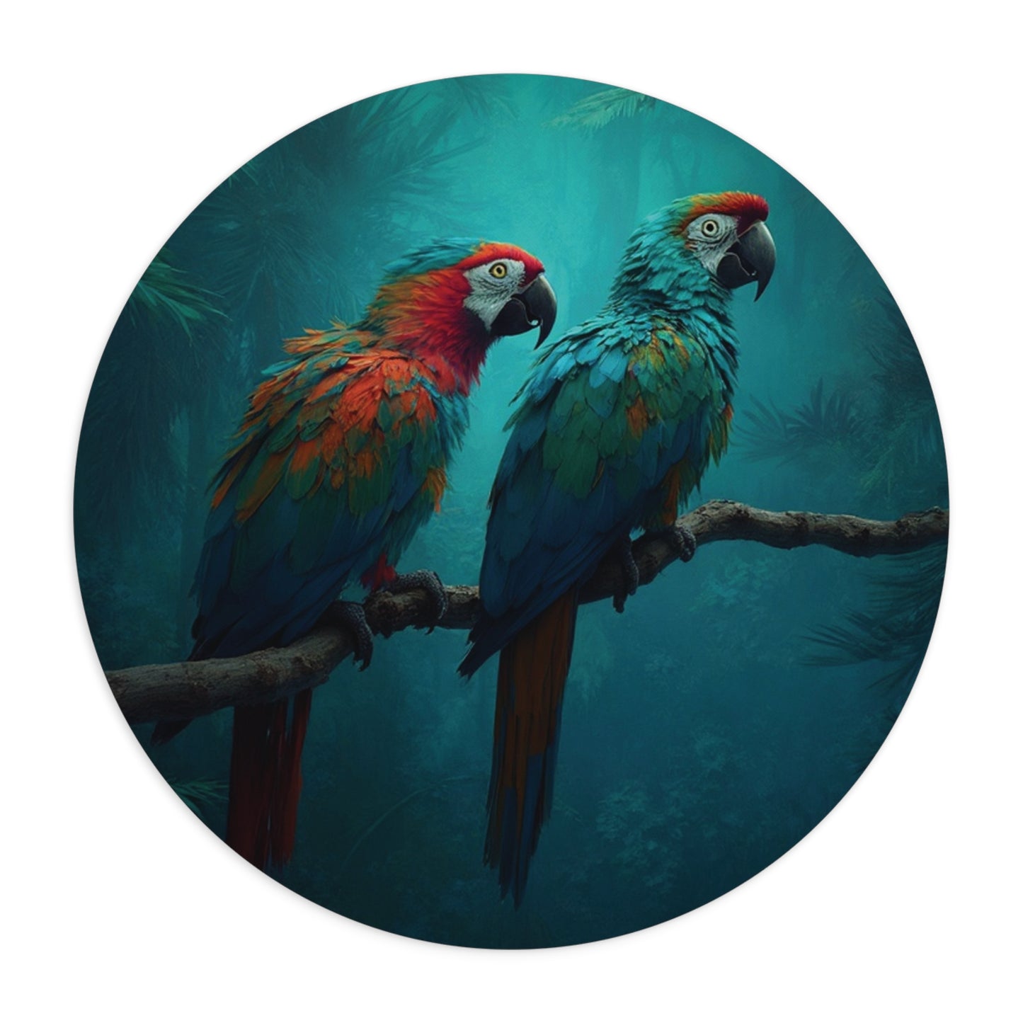 Tropical Mouse Pad, 2 Shapes - Parrot Vibes for Home Office & Gamer / Rainforest Parrot Friends