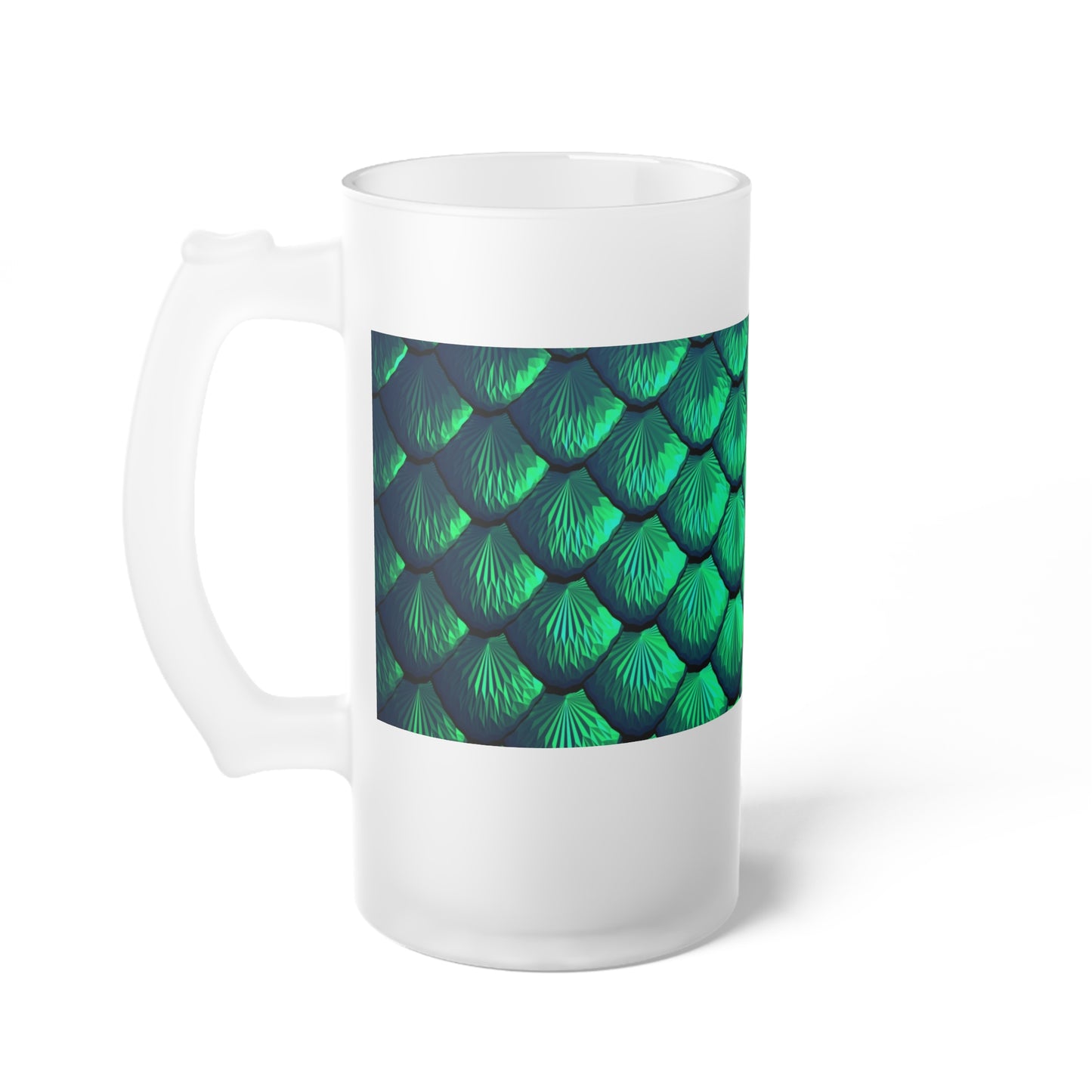 Frosted Glass Beer Mug, Pretty Mermaid Tail