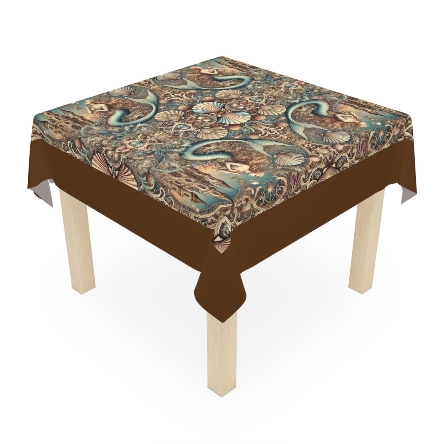 Kaleido Mermaid/Brown Tablecloth, 55" x 55"