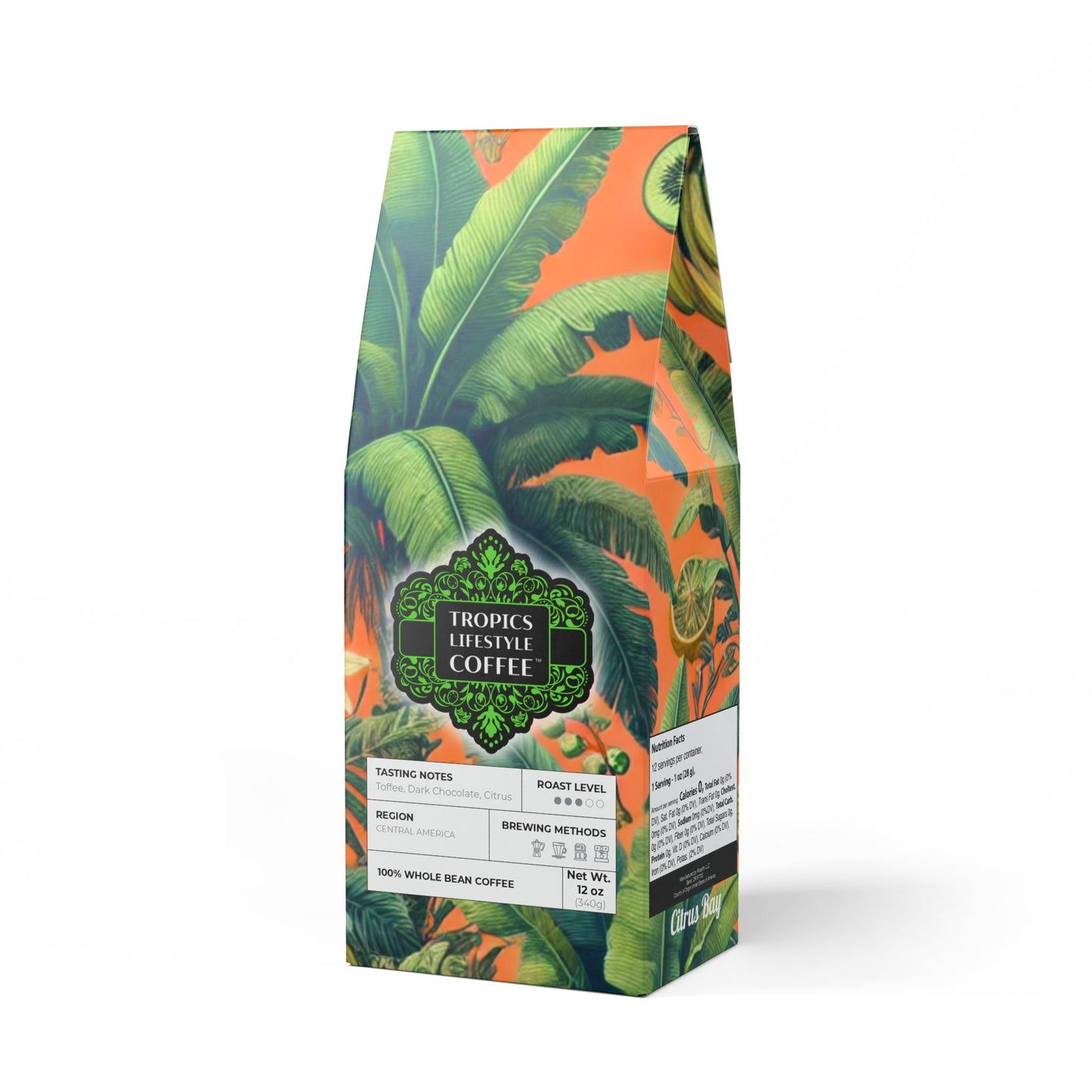 Citrus Bay Blend™ (Medium Roast) Specialty Grade Craft Coffee / Palms and More Tropical Fruit, White