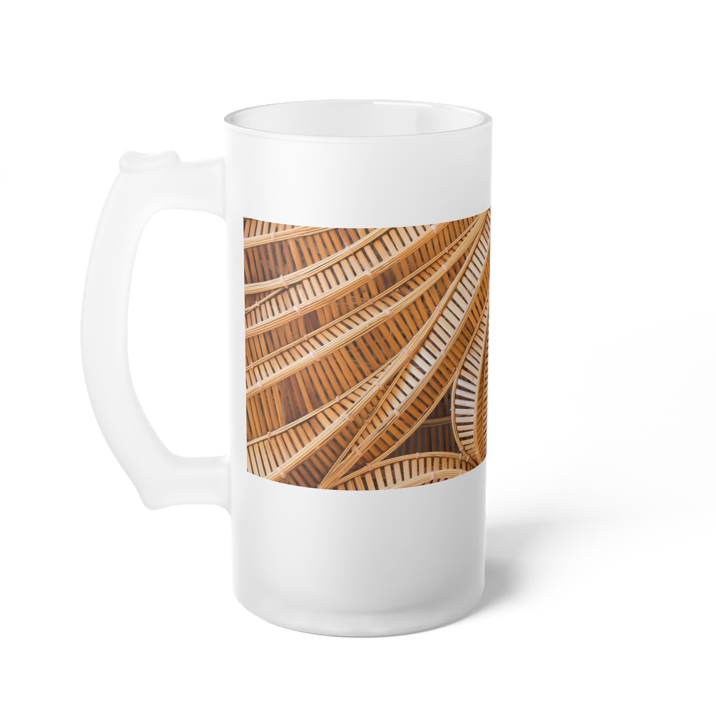 Frosted Glass Beer Mug with Bamboo Spiral Design – Perfect for Gifts and Celebrations