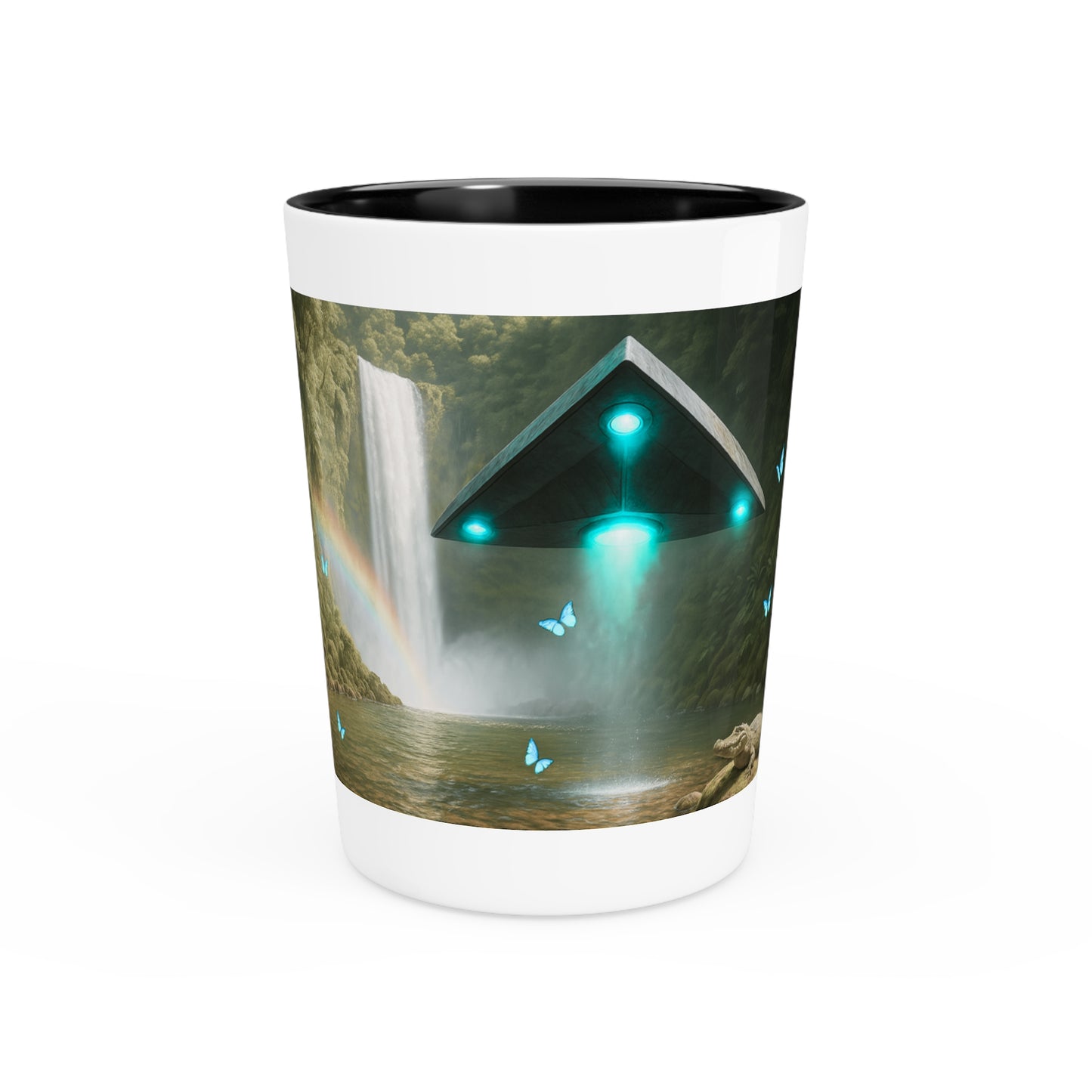 Shot Glass - UFO and Waterfall