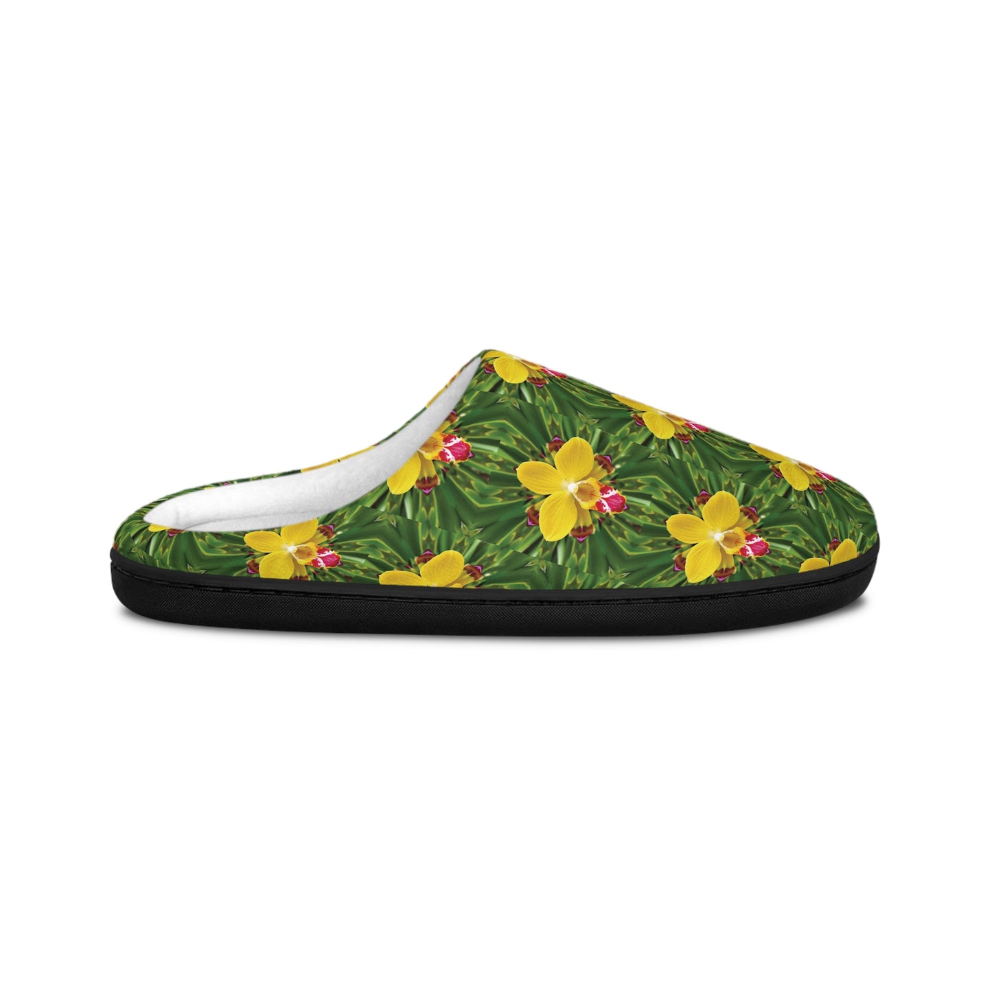 Women's Indoor Slippers - Yellow Orchid Kaleidoscope