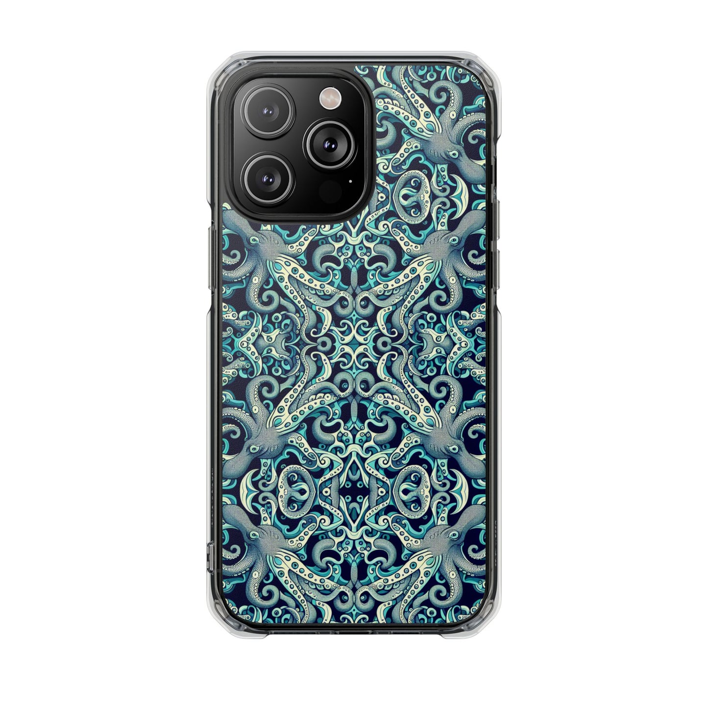 Twisted Aqua Octopus Magnetic Clear Phone Case, Many Models