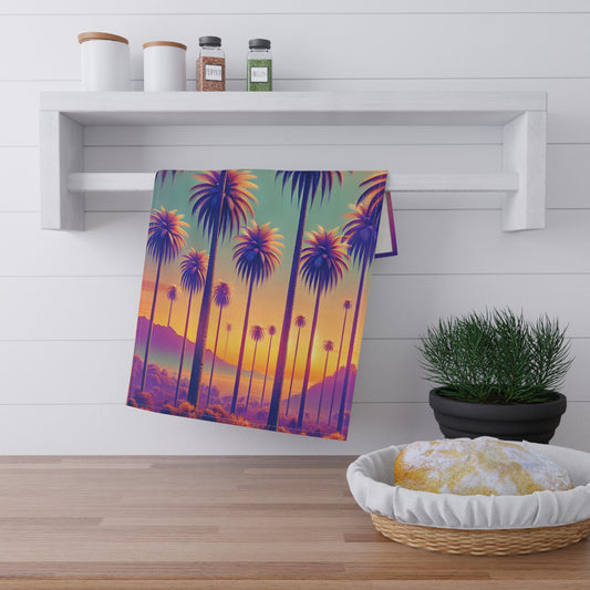 Tea Towels (cotton, poly), Sunset Palms