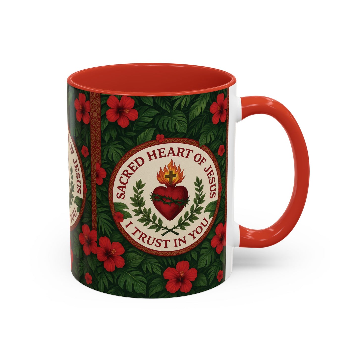 Religious Accent Color Coffee Mug (11, 15oz) / Sacred Heart of Jesus Prayer, Various Colors