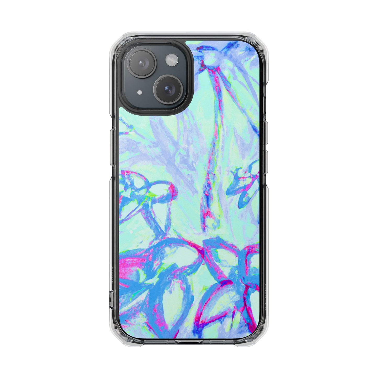 Tropical Doodles/Blue Magnetic Clear Phone Case, Many Models