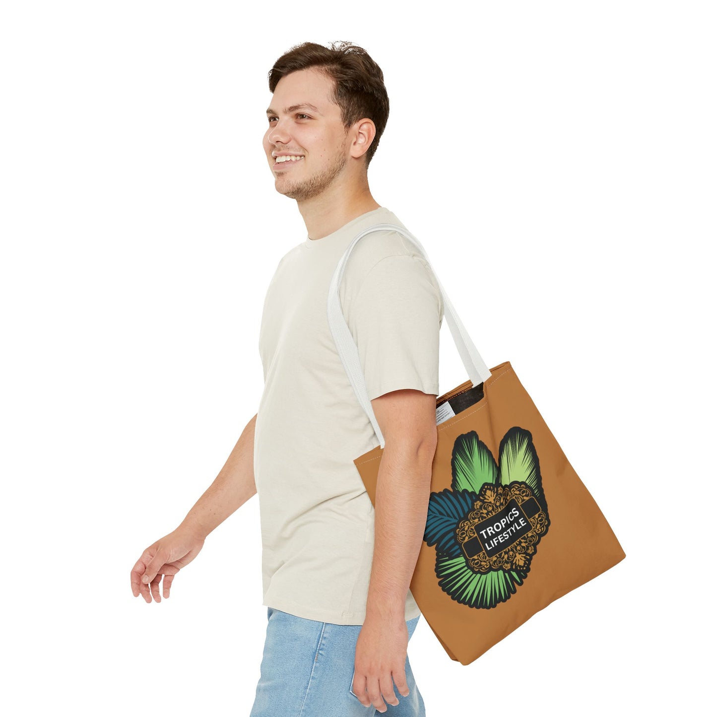 Elegant Tropics Lifestyle Logo Tote Bag - 3 Sizes, Lt. Brown