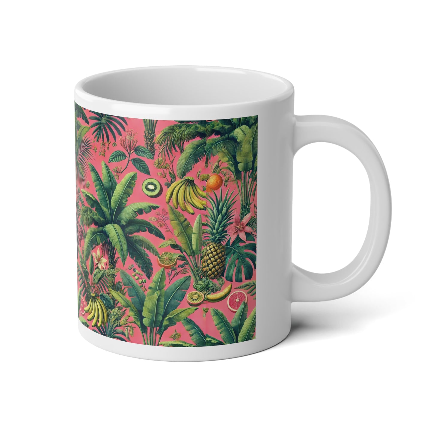 Jumbo Mug, 20oz, Monet Seashells | Palms & More Tropical Fruit, Coral