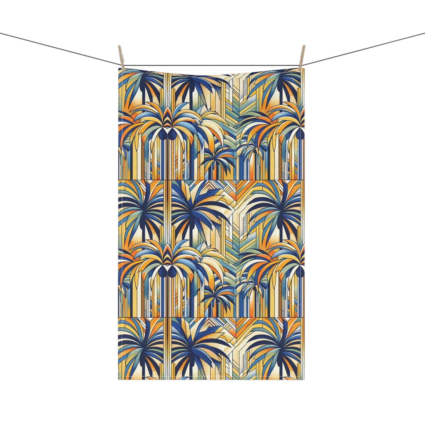 Tea Towels (cotton, poly), Stylized Blue Palms