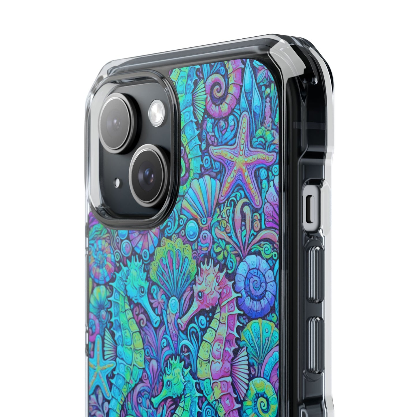 Seahorses/Turquoise POP Magnetic Clear Phone Case, Many Models