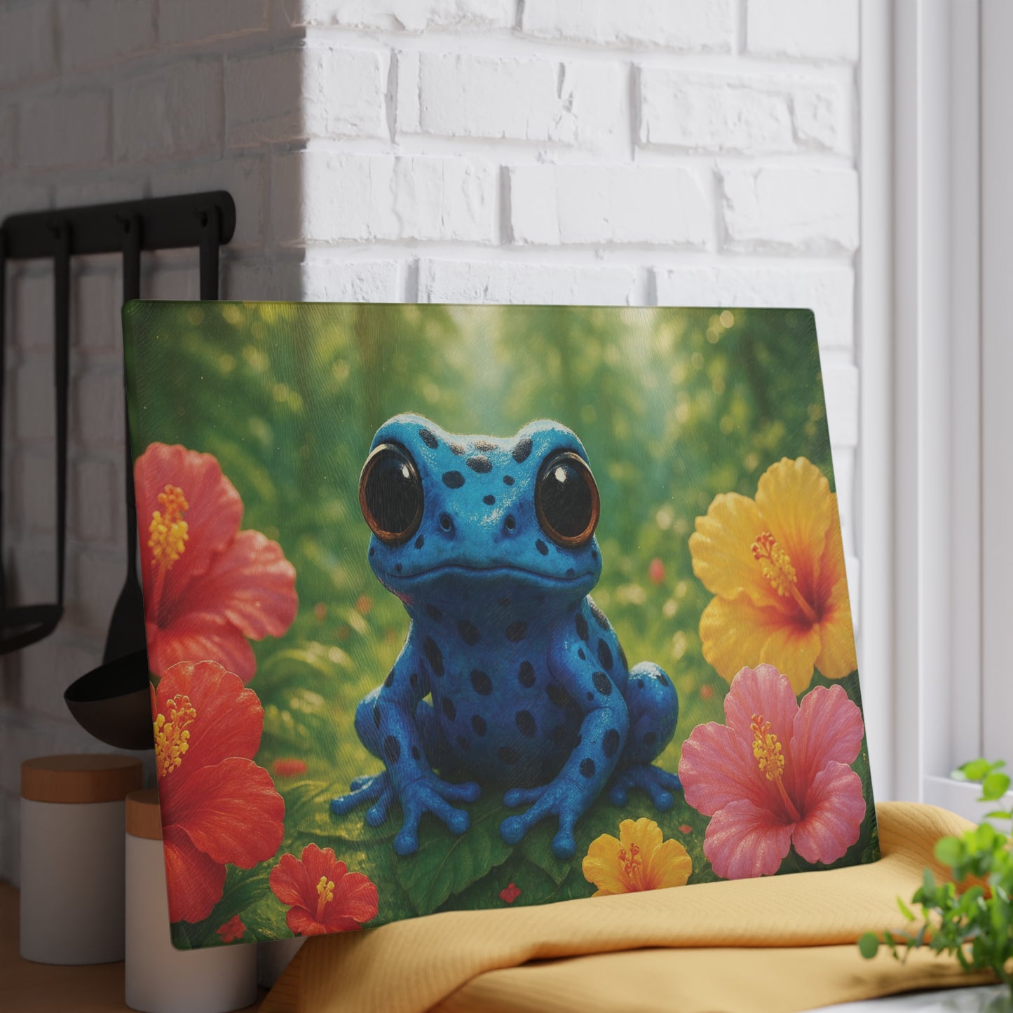 Glass Cutting Board, 2 sizes - Baby Tree Frog