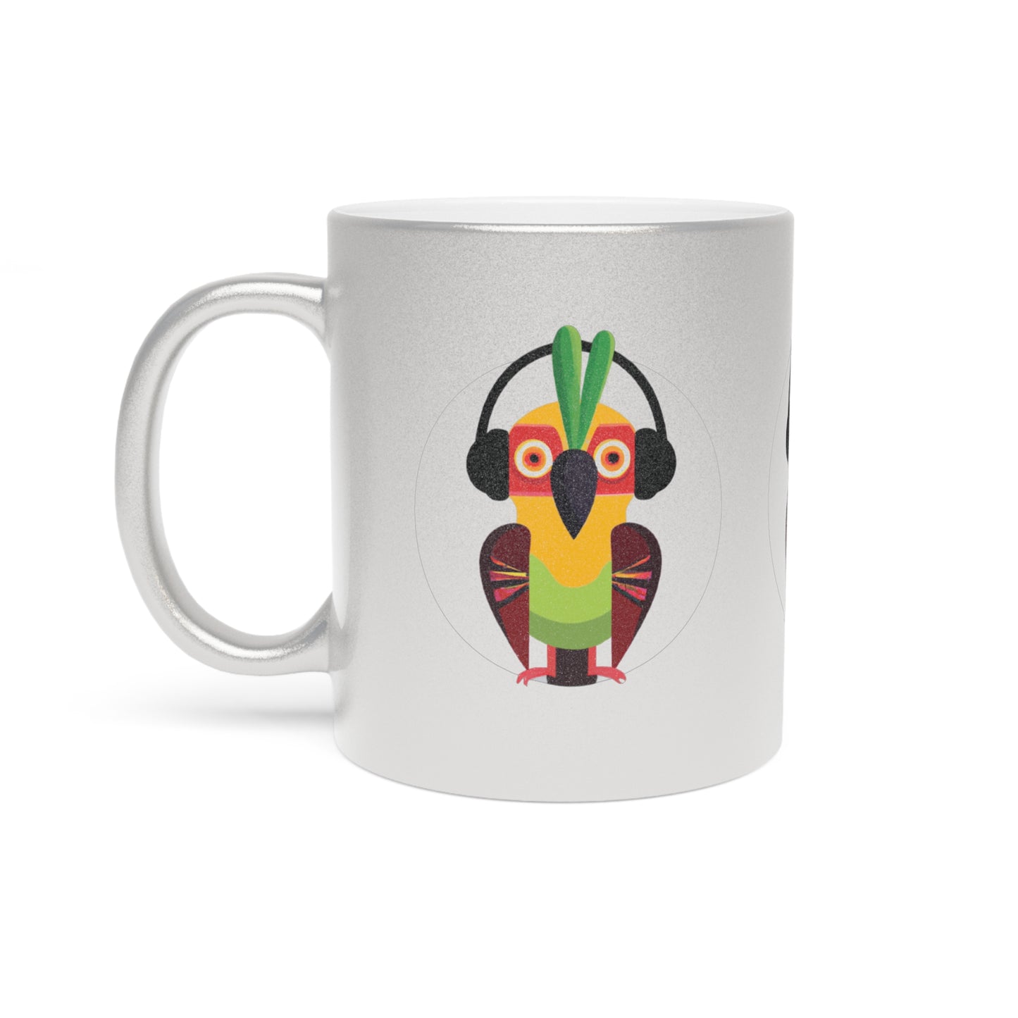 Colorful Tropical Metallic Mug, Gold or Silver - Rockin' Out Parrot