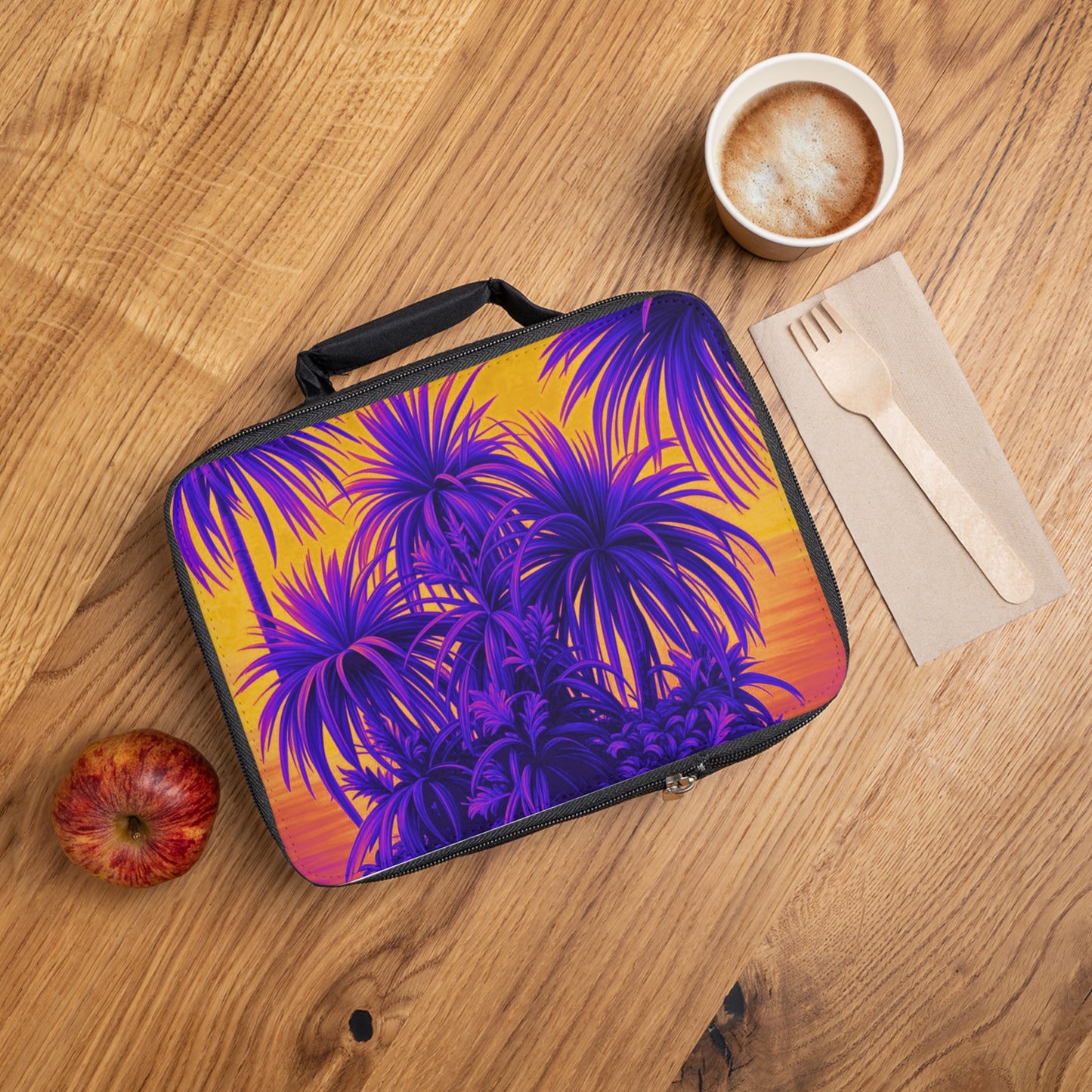 Tiny Palm Island/Pop Lunch Bag - Eco-Friendly Insulated Tote, Adult and Child Lunchbox / Perfect for Picnics, Beach Outings