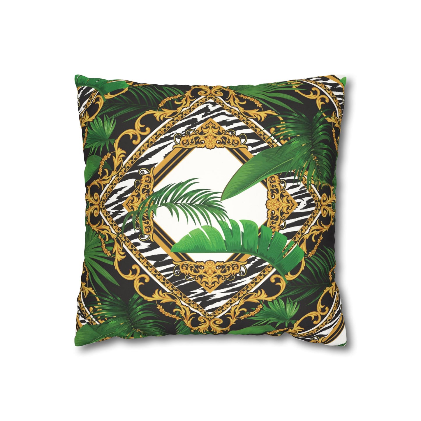 Faux Suede Square Pillowcase - Jungle Luxe White