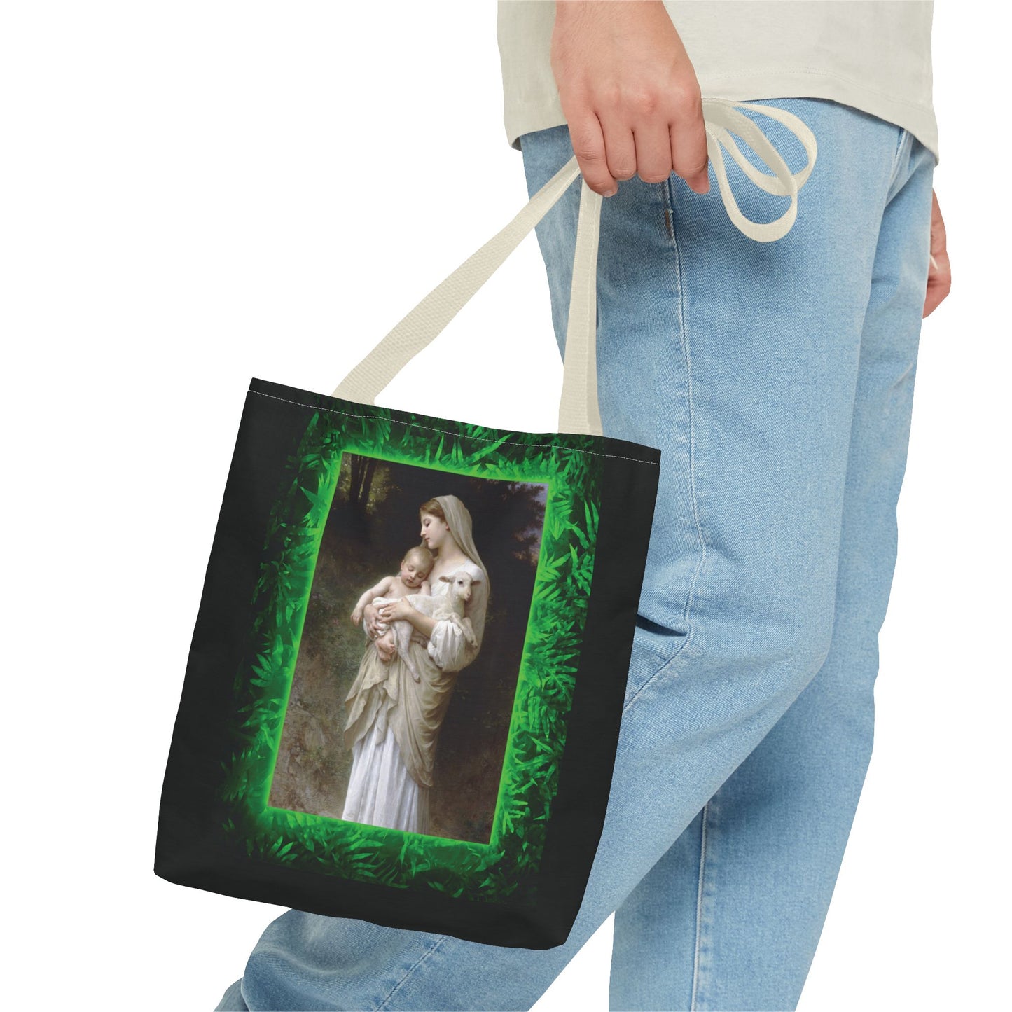 Religious Mary, Jesus and Lamb Tote Bag - 3 Sizes