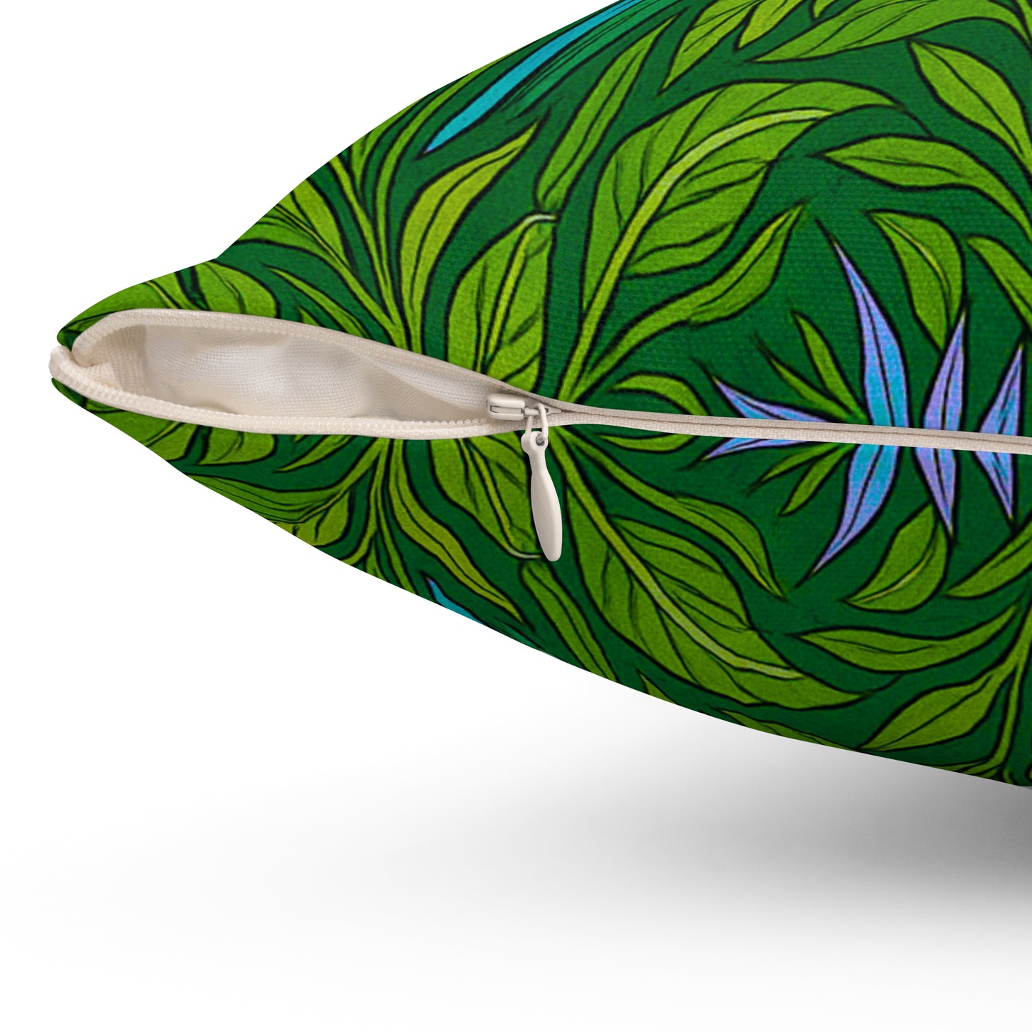 Tropical Pillow, 4 sizes - Colorful Spun Polyester Square Cushion / Parrot Family, Blue