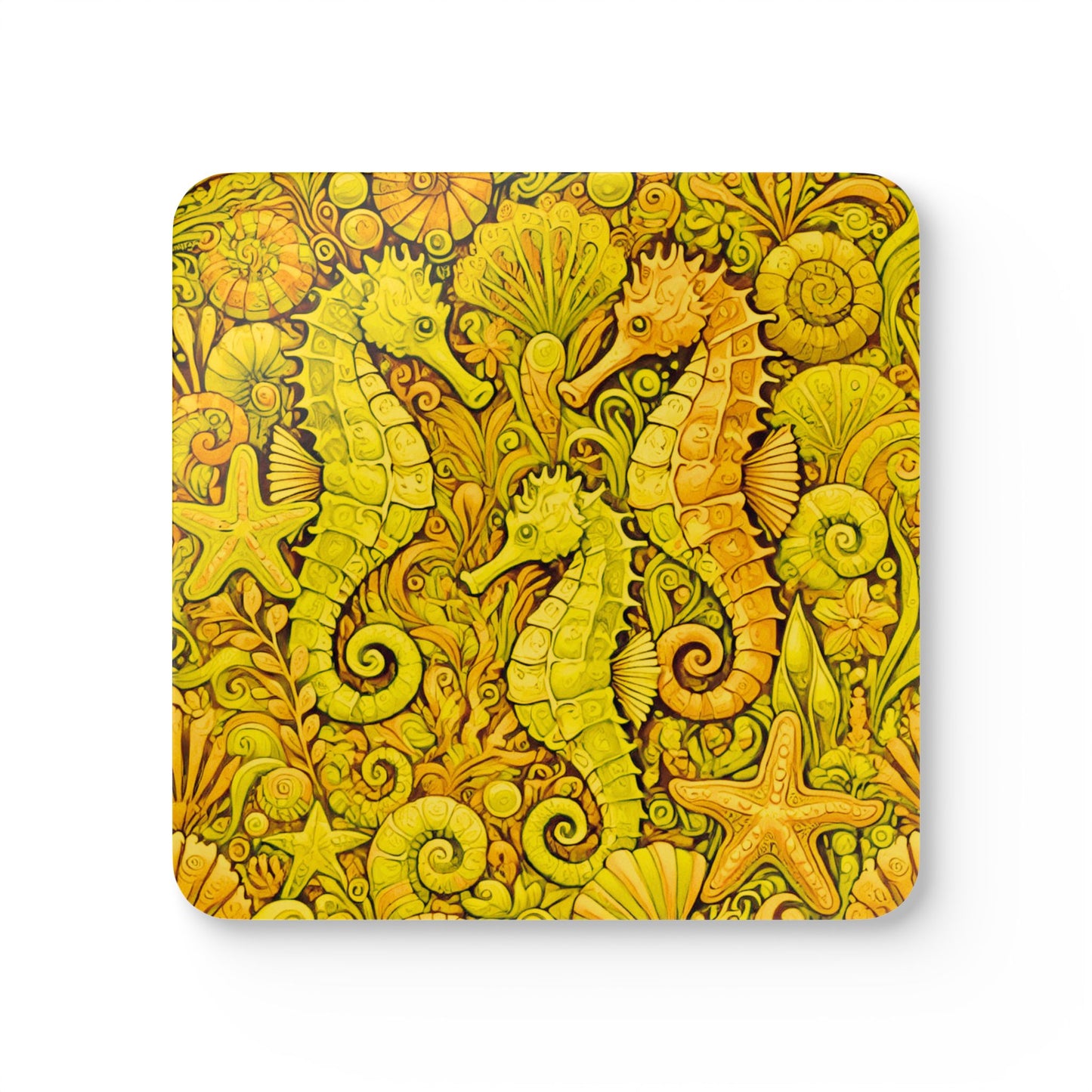 Four-piece Coaster Set - Seahorse Trio/Yellow