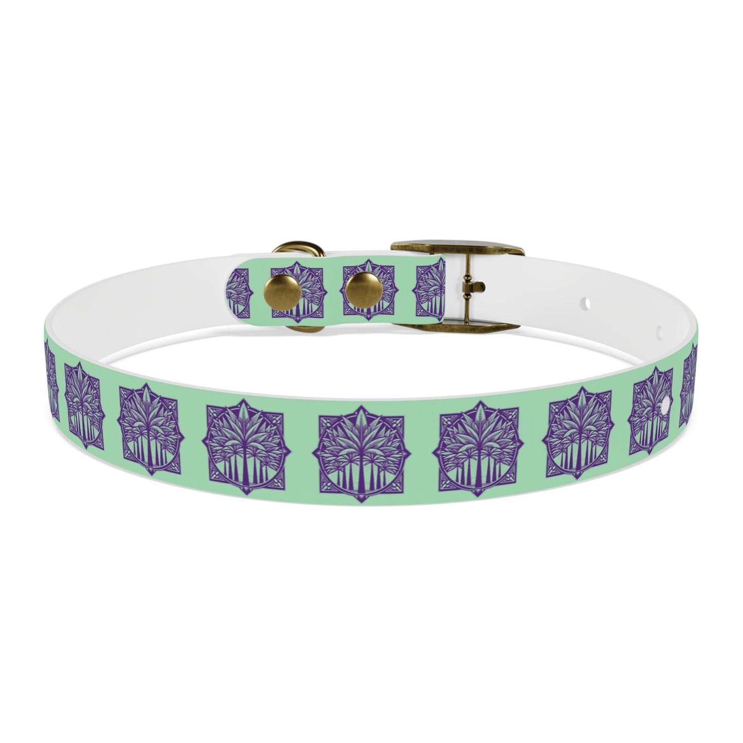 Dog Collar - Deco Palm Trees, Mint Green