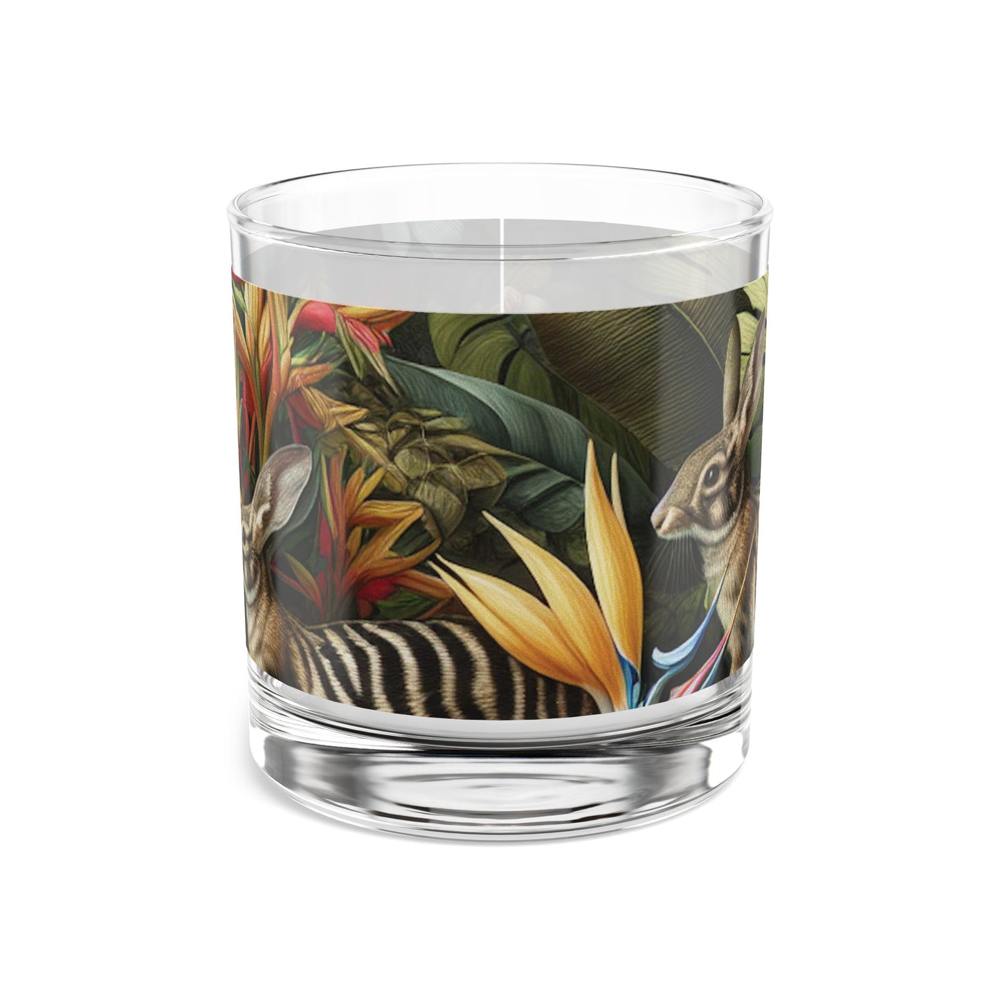 Rainforest Rabbit Outing Rocks Glass - 10oz Colorful Island Design