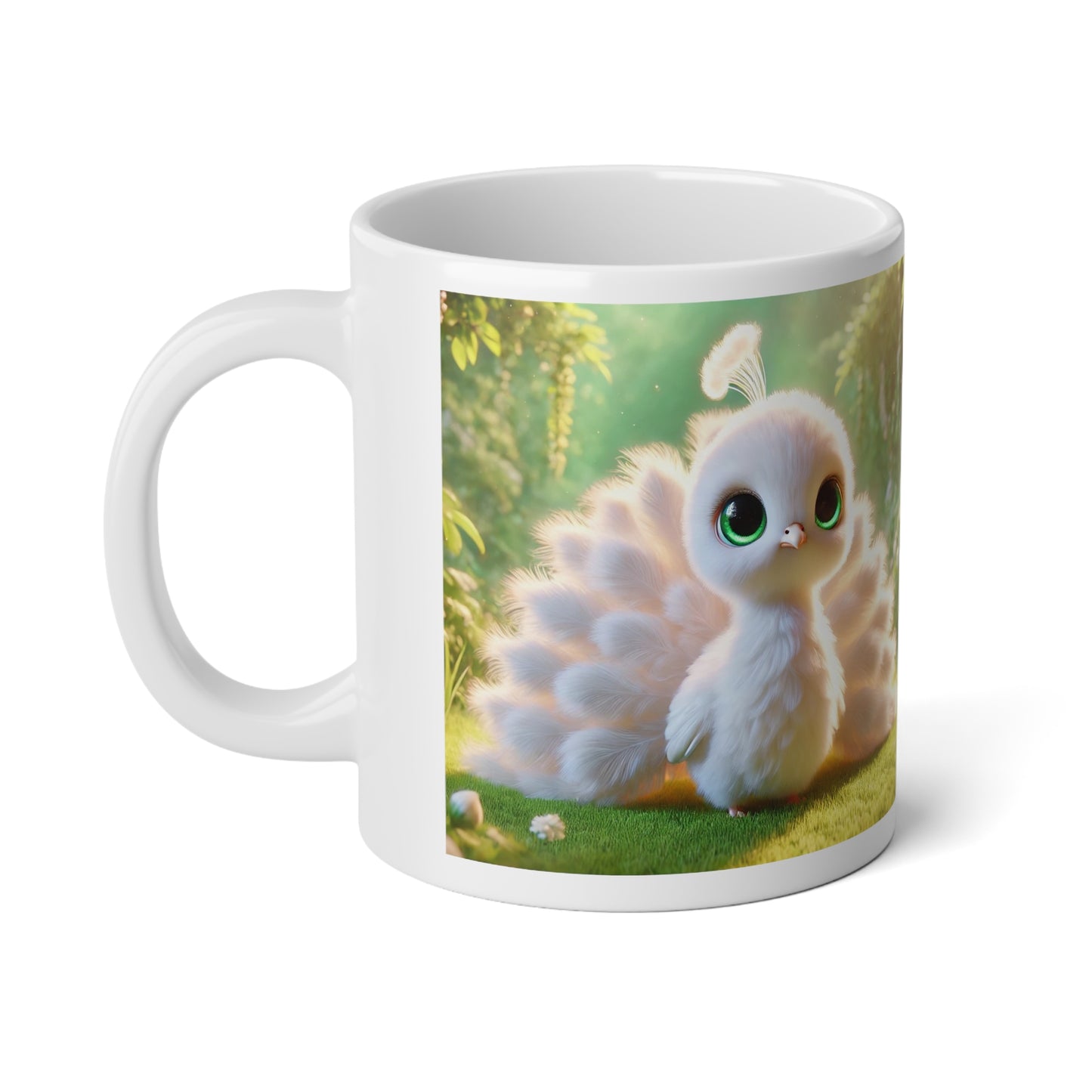 Jumbo Mug, 20oz, Baby White Peacock | Tropical Coffee Cup