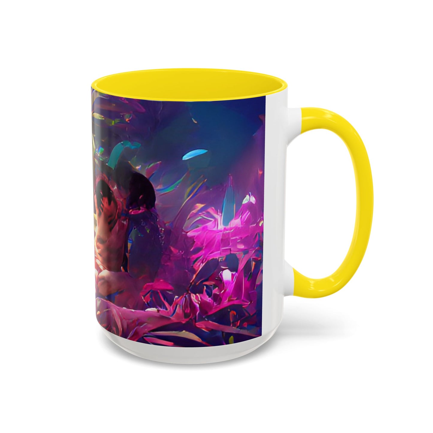 Accent Coffee Mug (11, 15oz) - Midnight Kiss in Tropical Garden