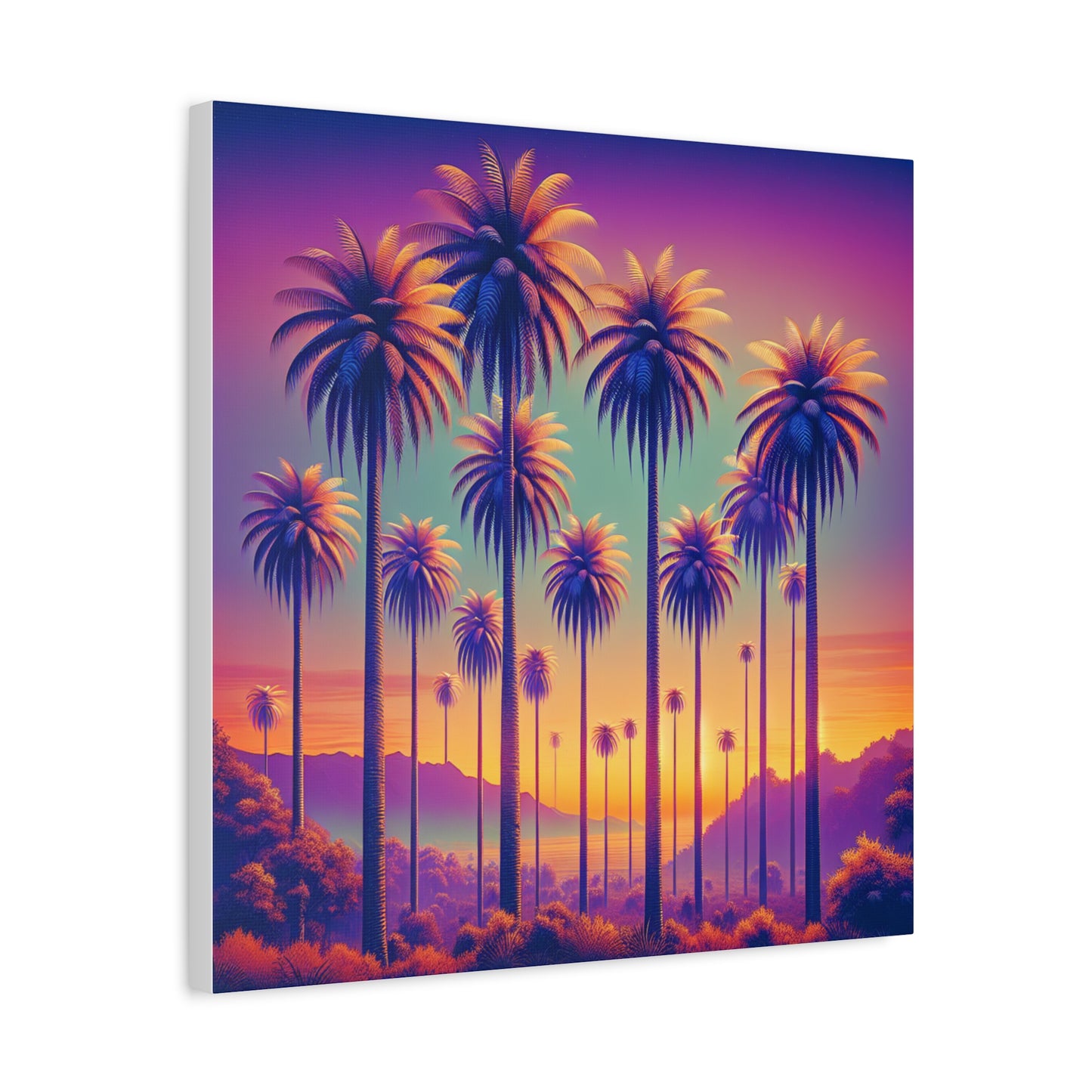 Matte Canvas, Stretched, Various Sizes / Sunset Palms