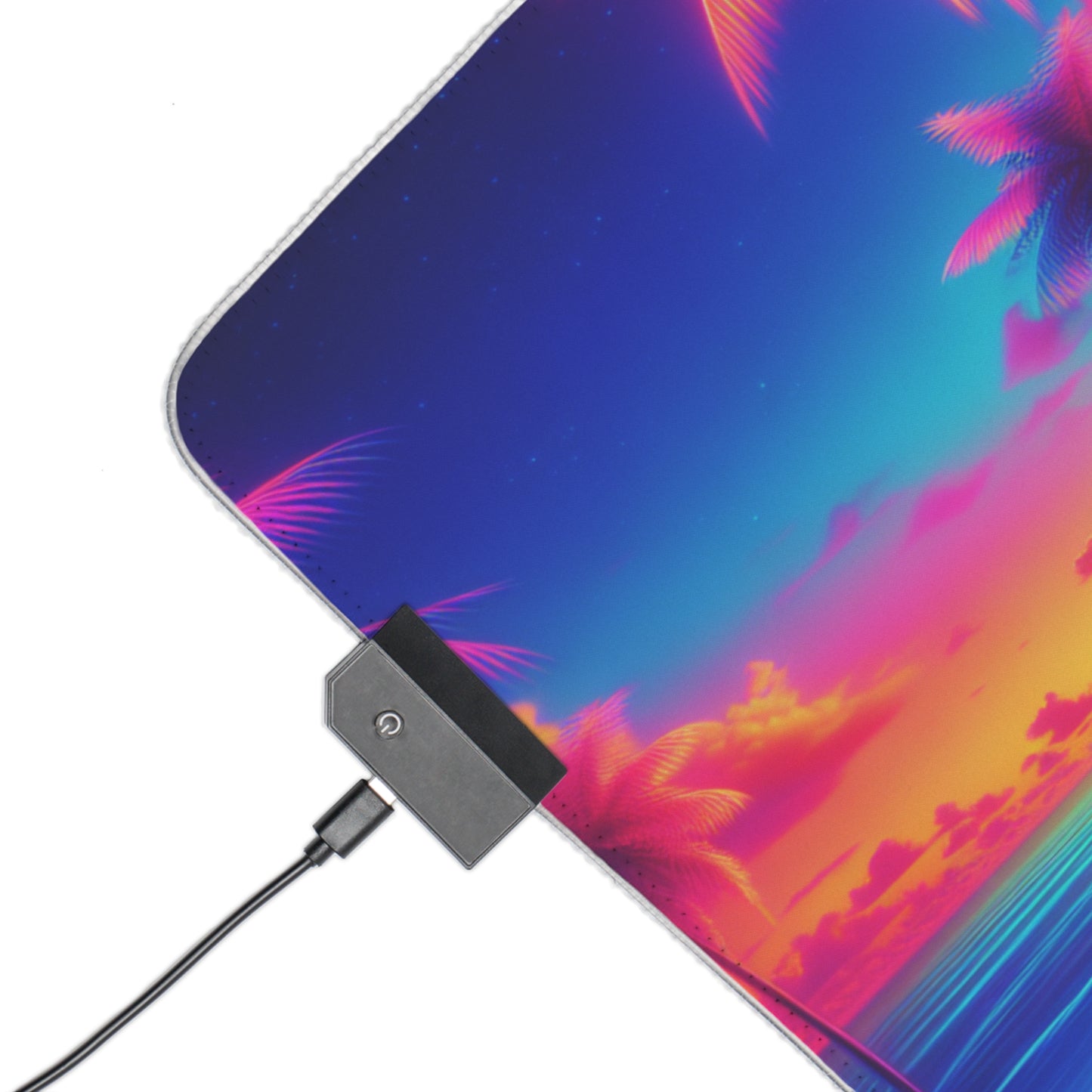 LED Gaming Mouse Pad With Vibrant RGB Lighting, 4 Sizes / Glorious Skies Neon Beach