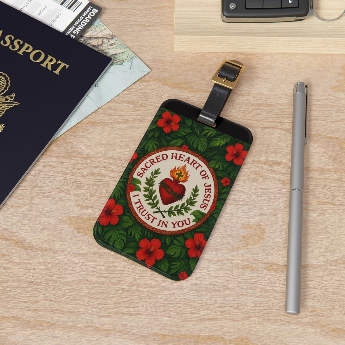 Religious Luggage Tag - Sacred Heart of Jesus Prayer