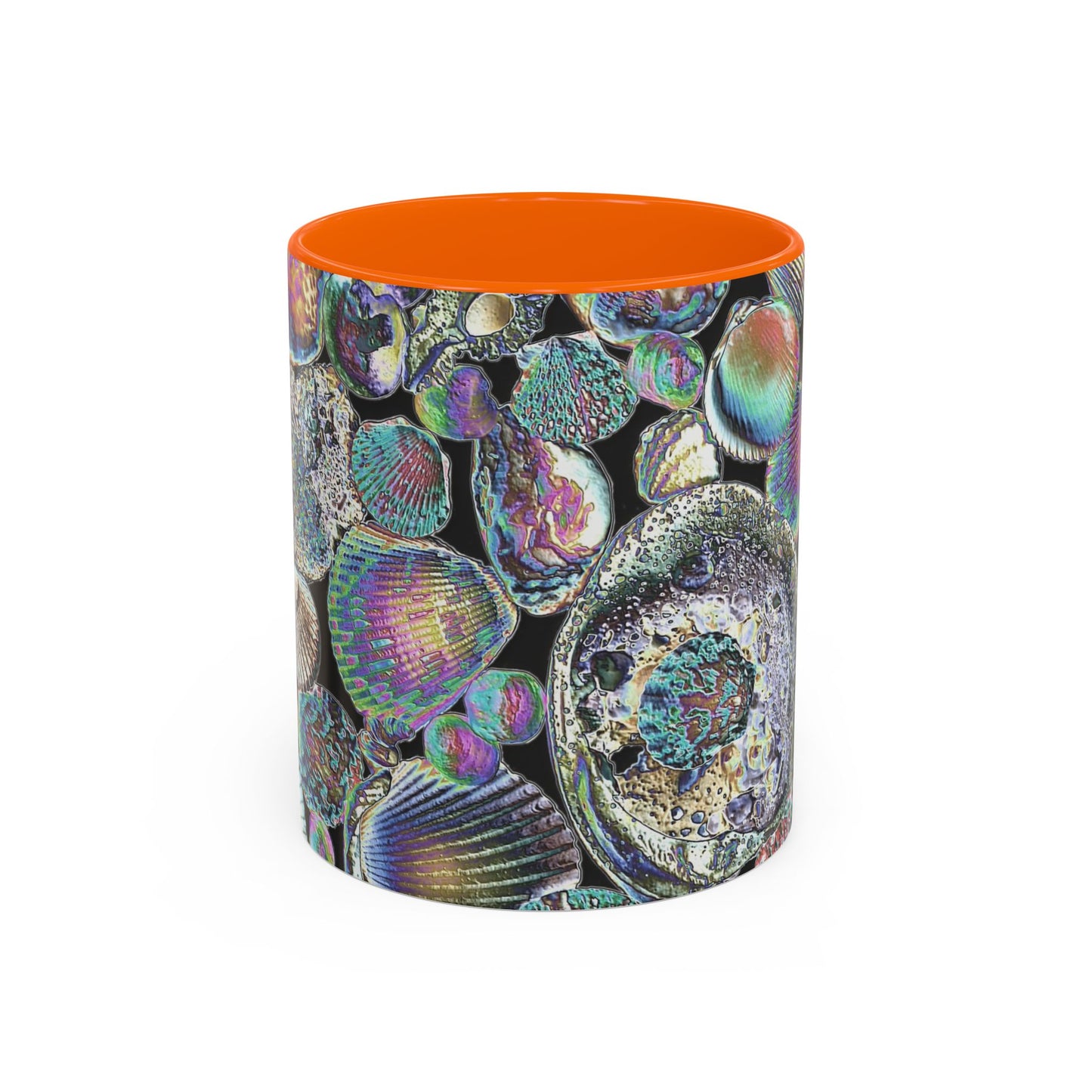 Iridescent Shells Accent Coffee Mug | Unique Sea-Inspired Drinkware / Heatwave Shell Collection