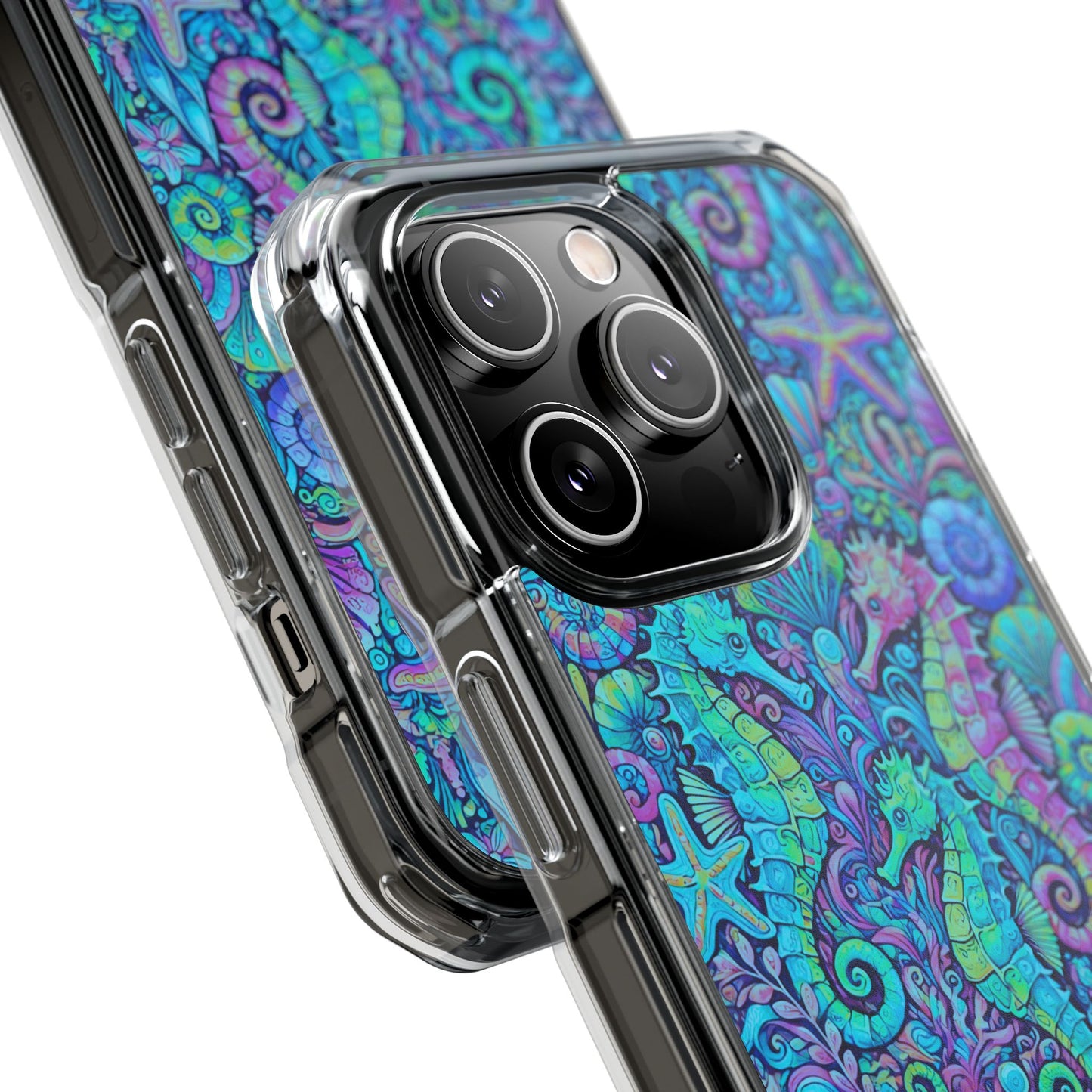 Seahorses/Turquoise POP Magnetic Clear Phone Case, Many Models