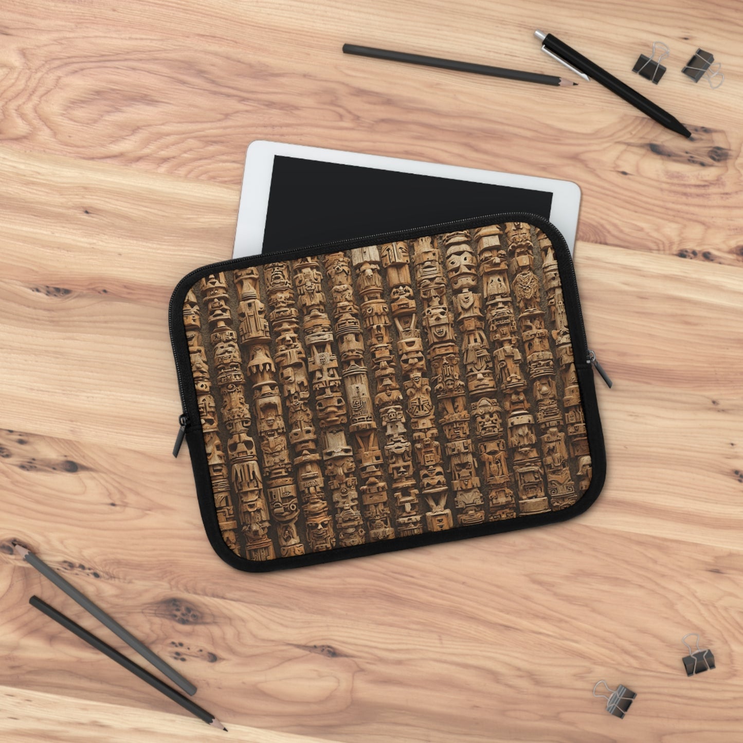 Tropical Laptop Sleeve, 5 Sizes - Perfect for Beach Lovers & Students / Ancient Tiki Totems