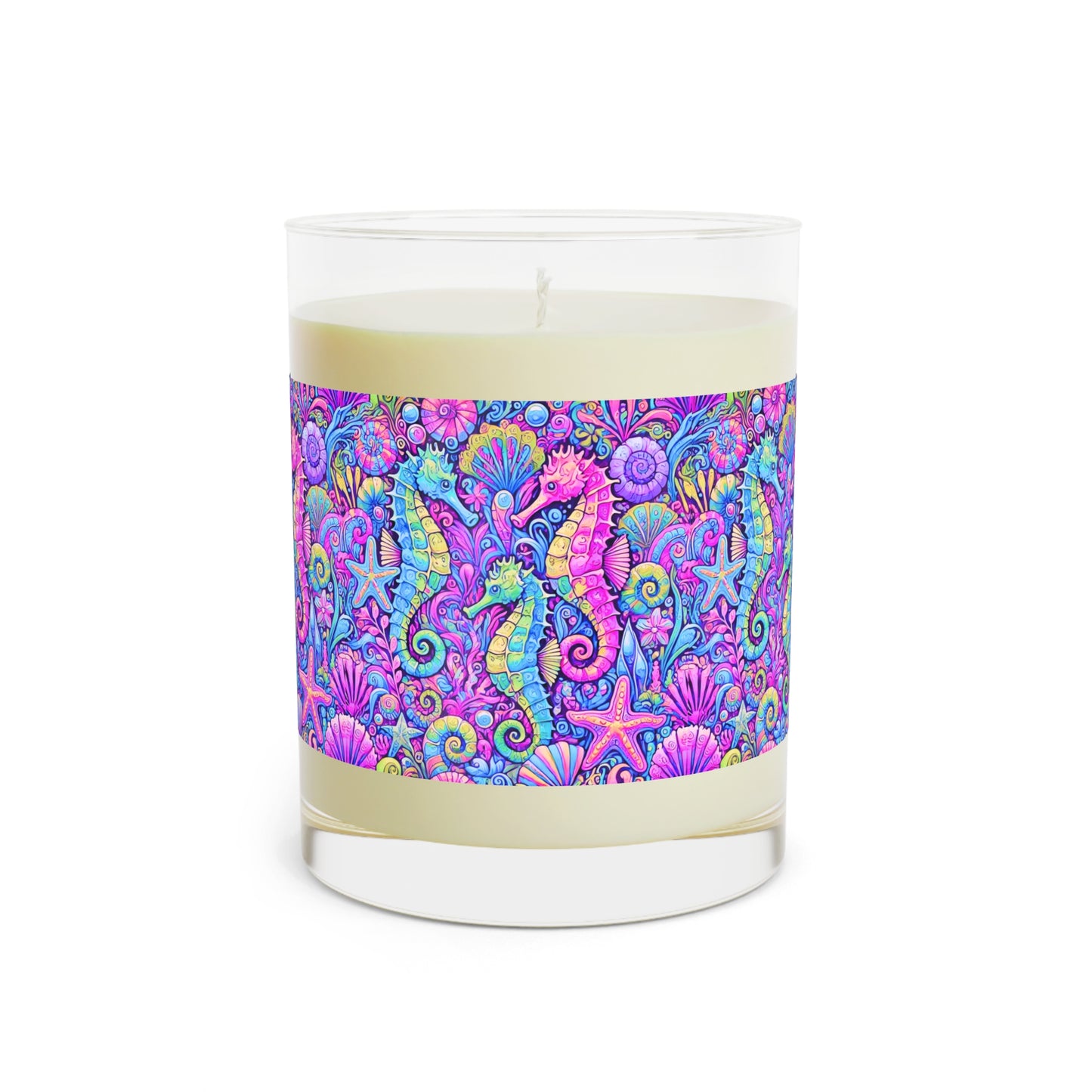 Seahorse Trio/Fantasy Pop Scented Candle - 11oz Full Glass, Tropical Decor