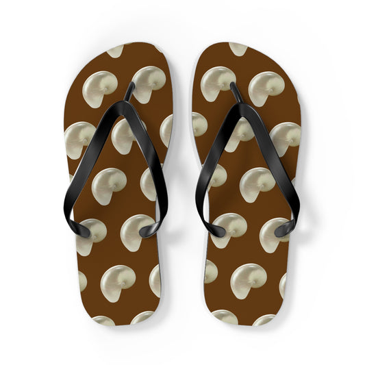 Flip Flops - White Nautilus Shell, brown