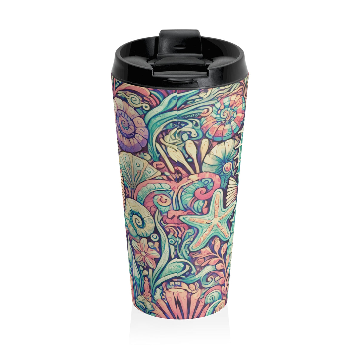 15 oz. Stainless Steel Travel Mug / Seahorse Trio, Retro