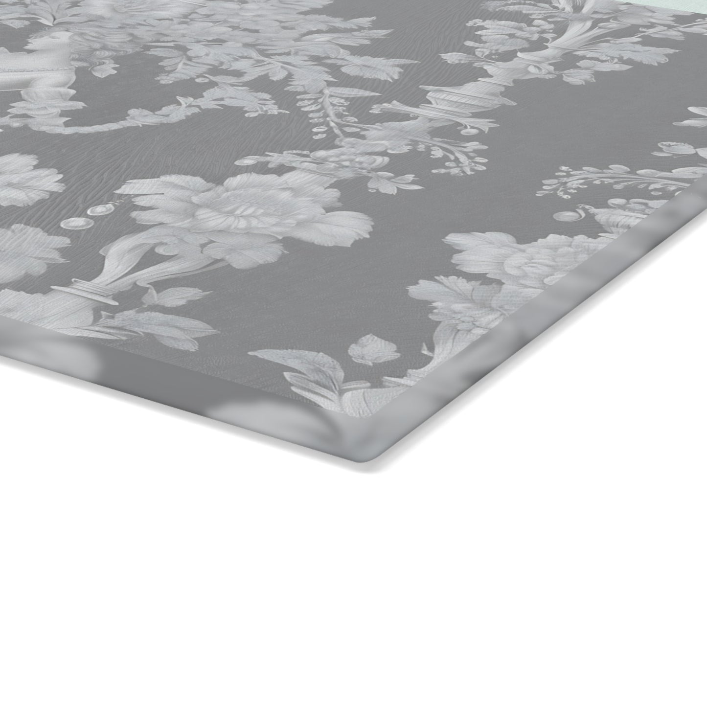 Glass Cutting Board, 2 sizes - Pearl Lady Toile, slate